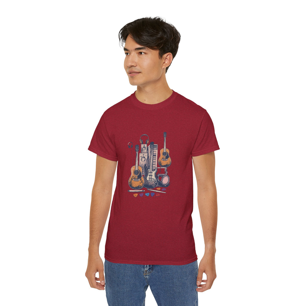 Acoustic Instrument Tee — Guitar, Ukulele & Headphones Graphic T-Shirt