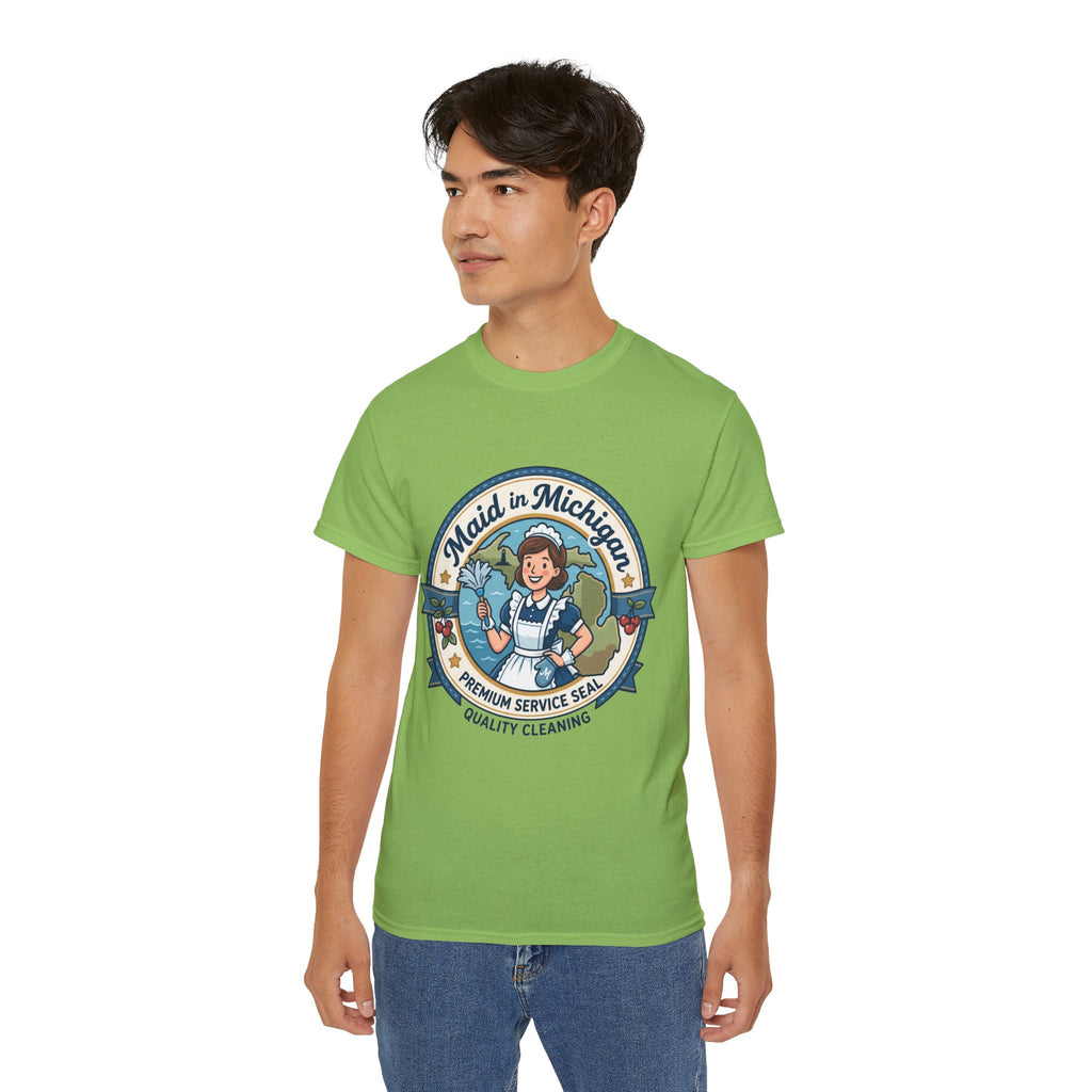 Maid in Michigan T-Shirt — Vintage Housekeeping Logo Tee