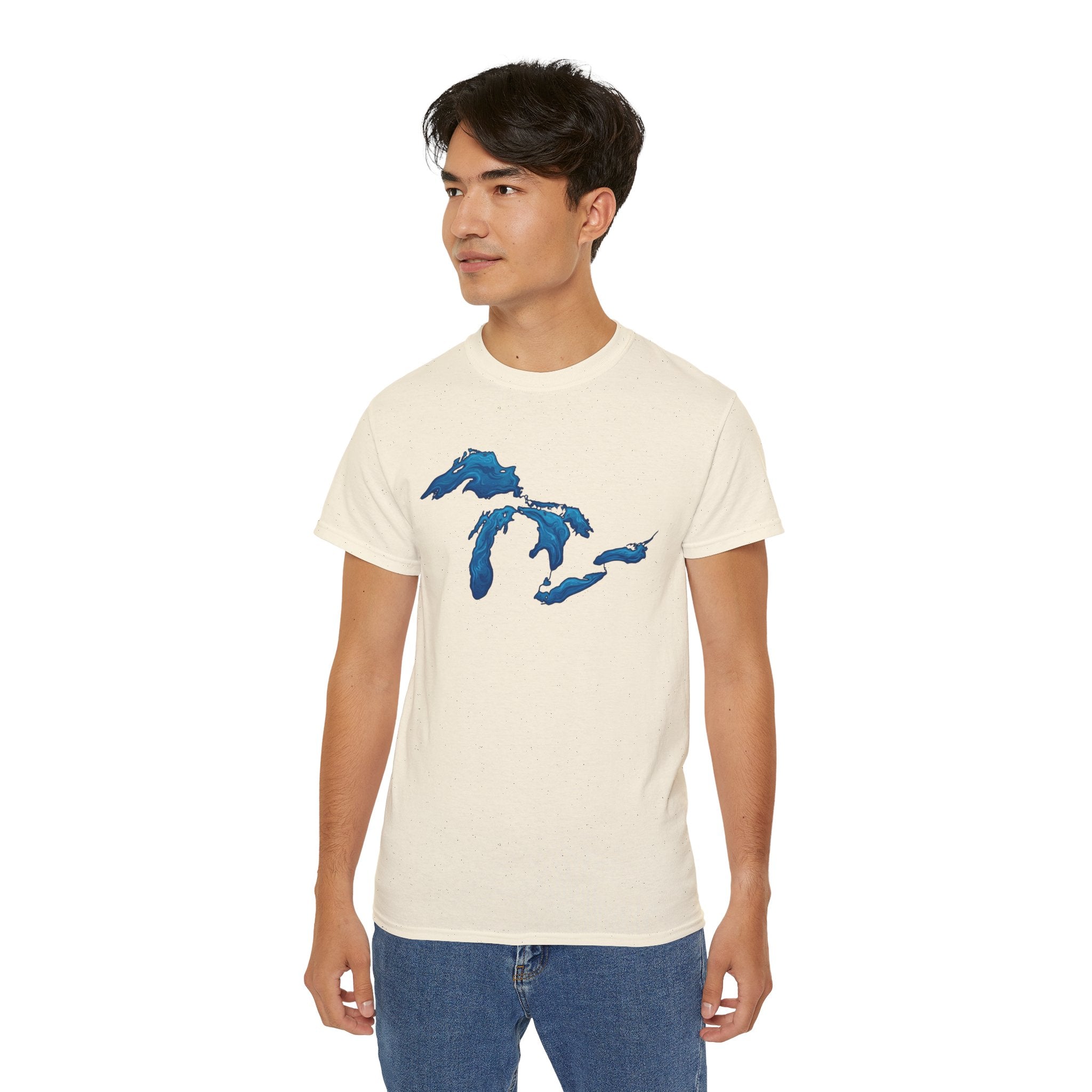 Great Lakes Map T-Shirt — Stylized Blue Lakes Tee