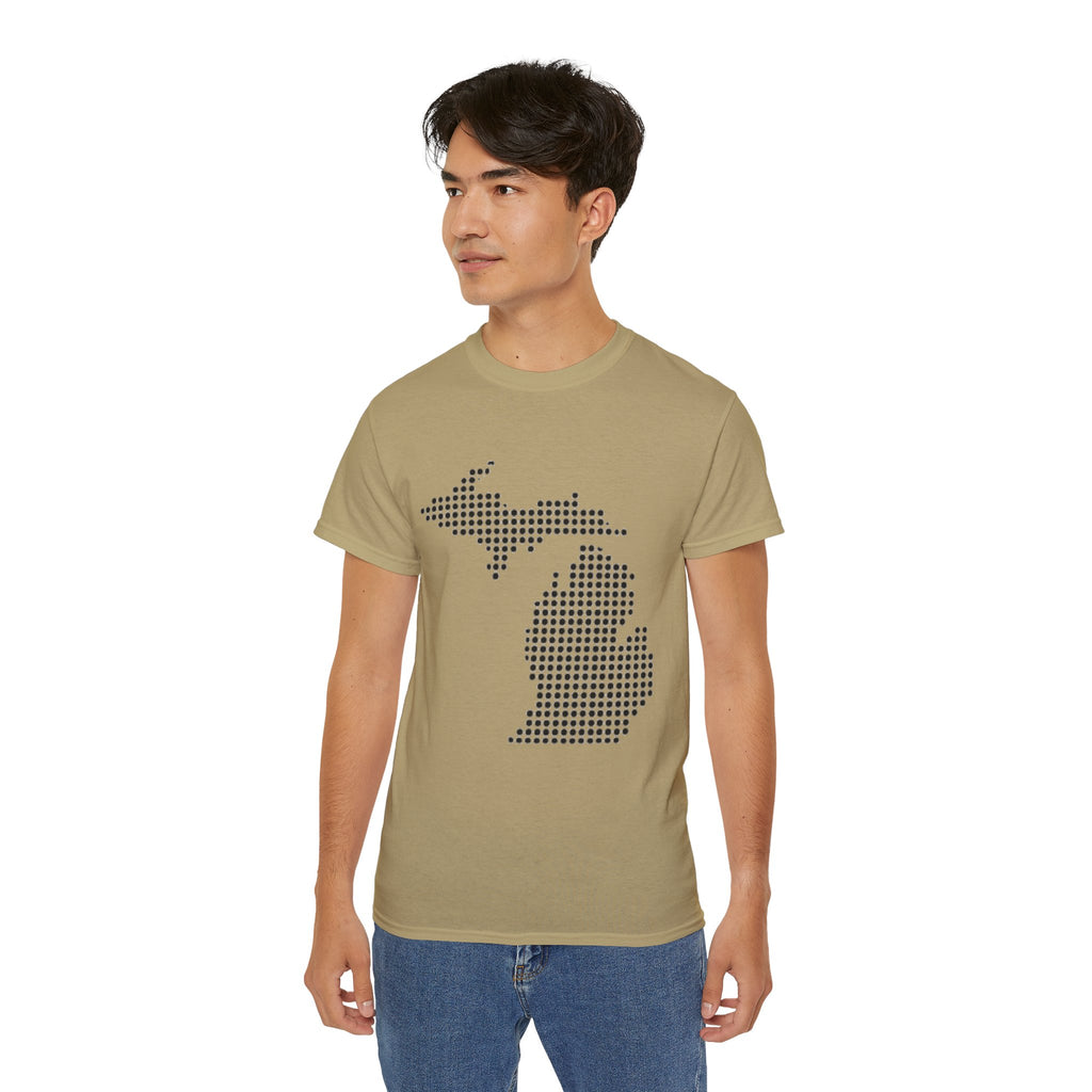 Michigan Dot Map T-Shirt — Minimal State Map Tee for Michiganders