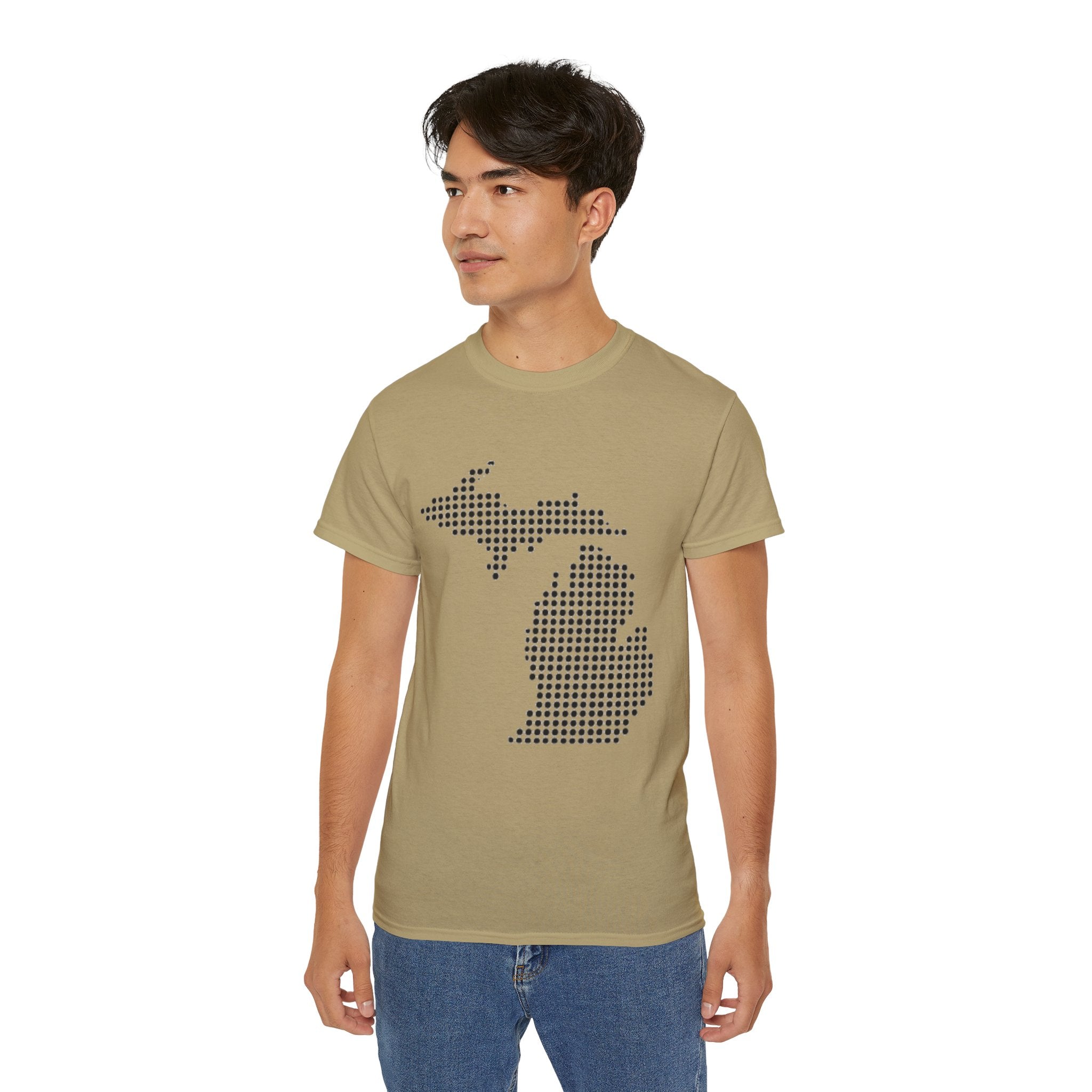 Michigan Dot Map T-Shirt — Minimal State Map Tee for Michiganders