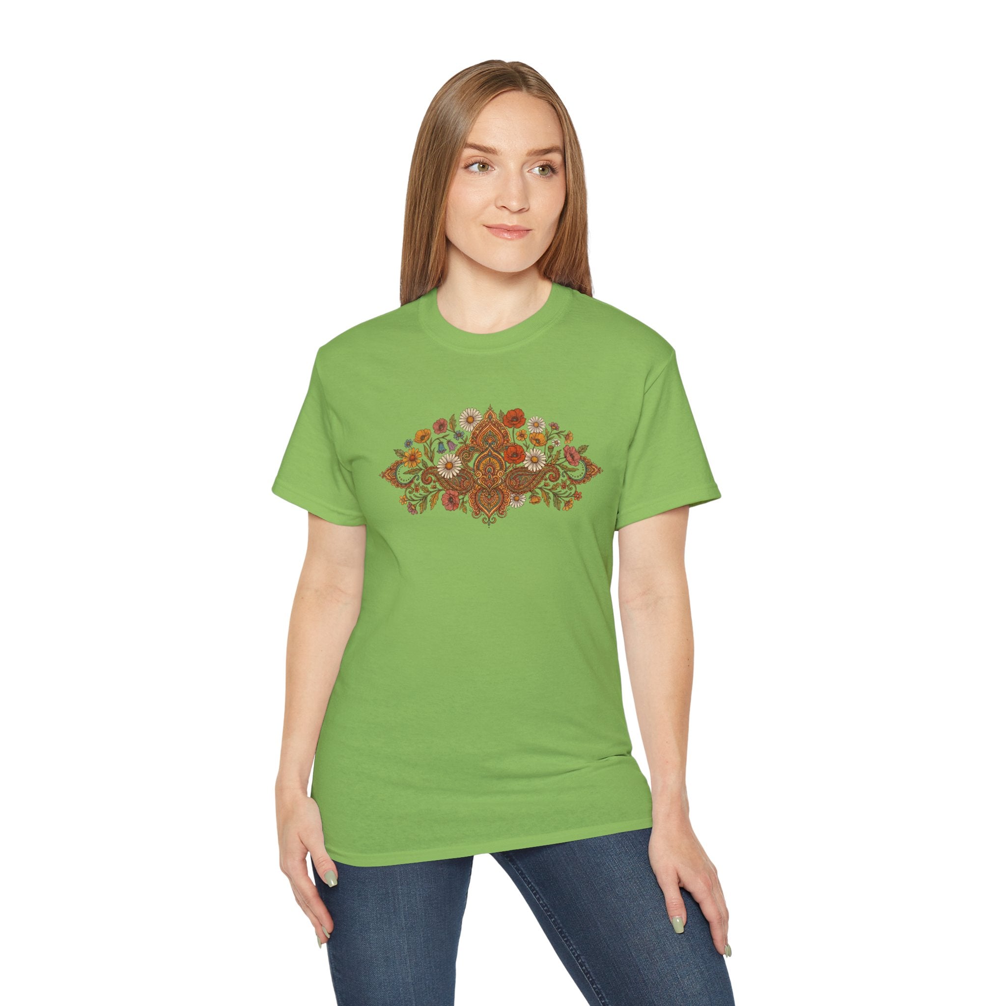 Retro Floral Tee — Vintage Brown Flower Bouquet Graphic
