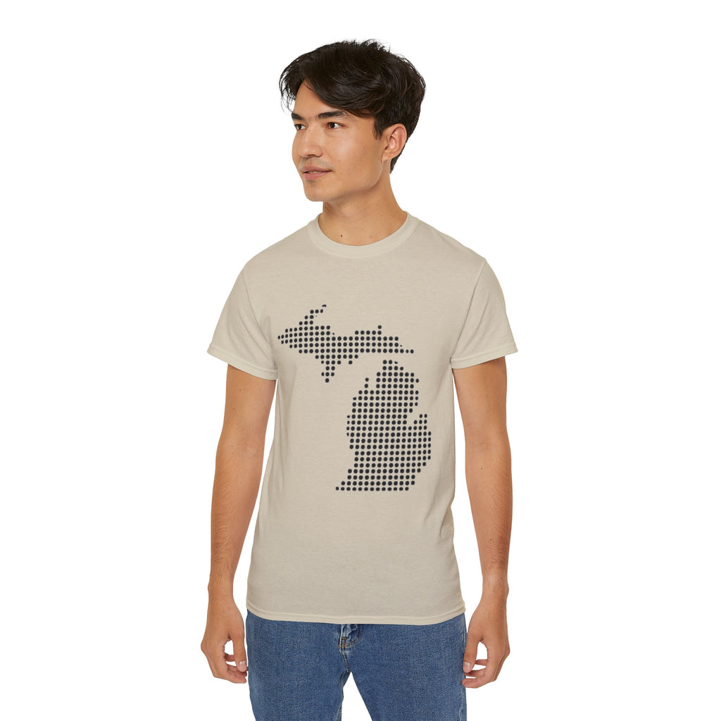 Michigan Dot Map T-Shirt — Minimal State Map Tee for Michiganders