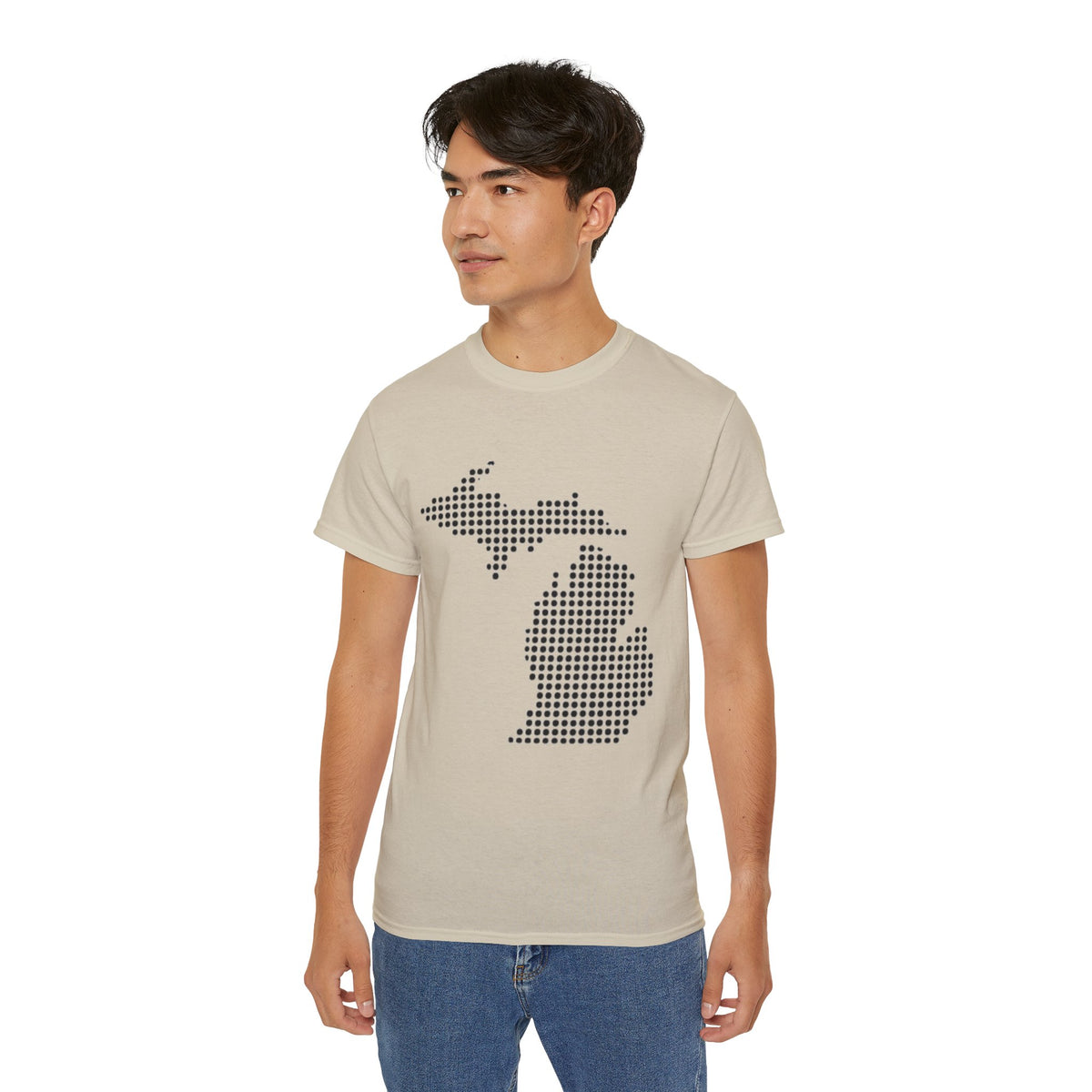 Michigan Dot Map T-Shirt — Minimal State Map Tee for Michiganders