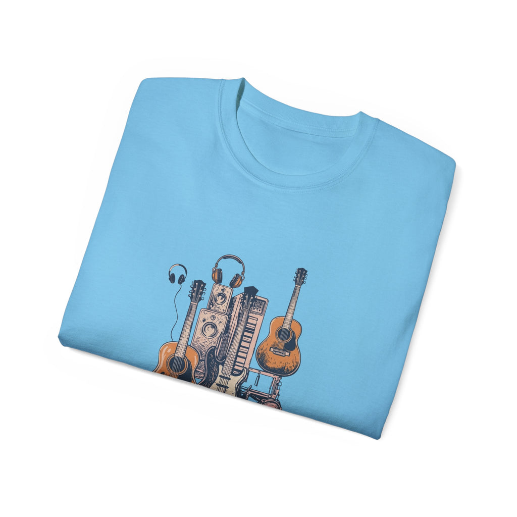 Acoustic Instrument Tee — Guitar, Ukulele & Headphones Graphic T-Shirt