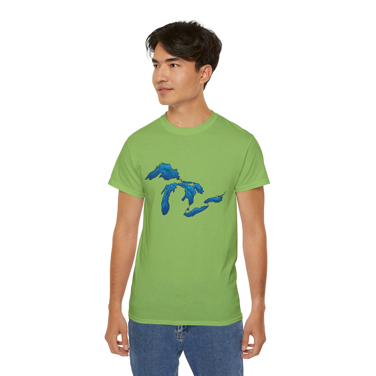 Great Lakes Map T-Shirt — Blue Michigan & Lakes Graphic Tee