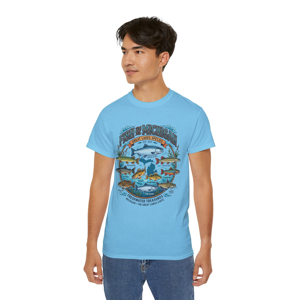 Michigan Fishing Species Tee — Freshwater Treasures Graphic T-Shirt