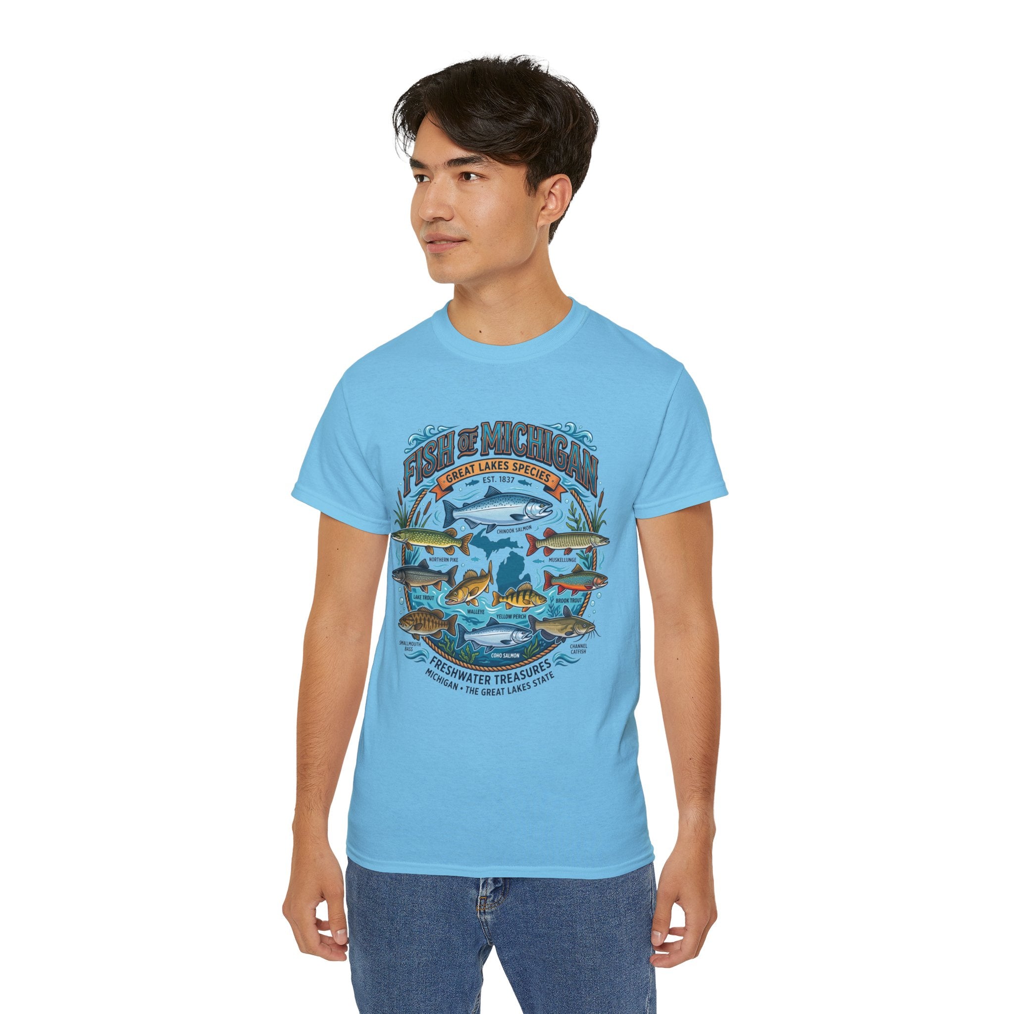 Michigan Fishing Species Tee — Freshwater Treasures Graphic T-Shirt