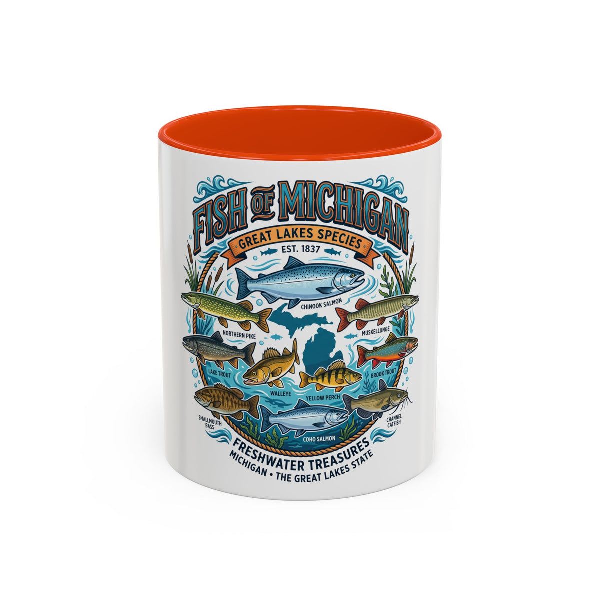 Fish of Michigan Mug — Great Lakes Freshwater Fish Illustration (11oz & 15oz)