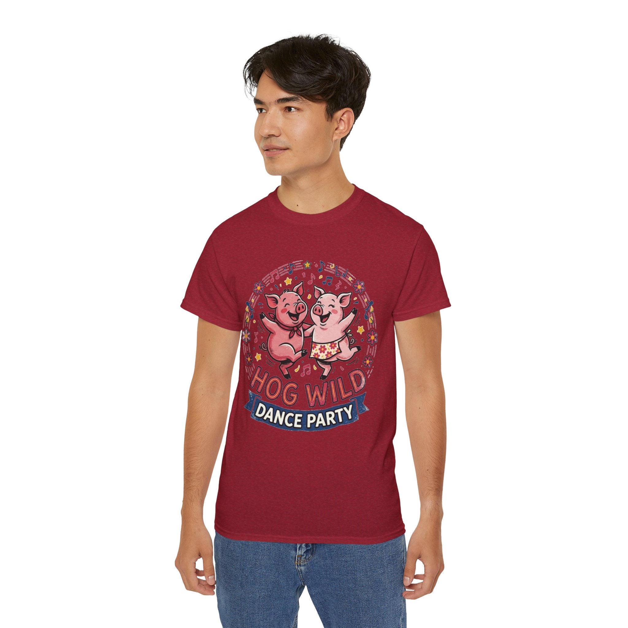 Hog Wild Dance Party Tee — Cute Dancing Pigs Graphic T-Shirt