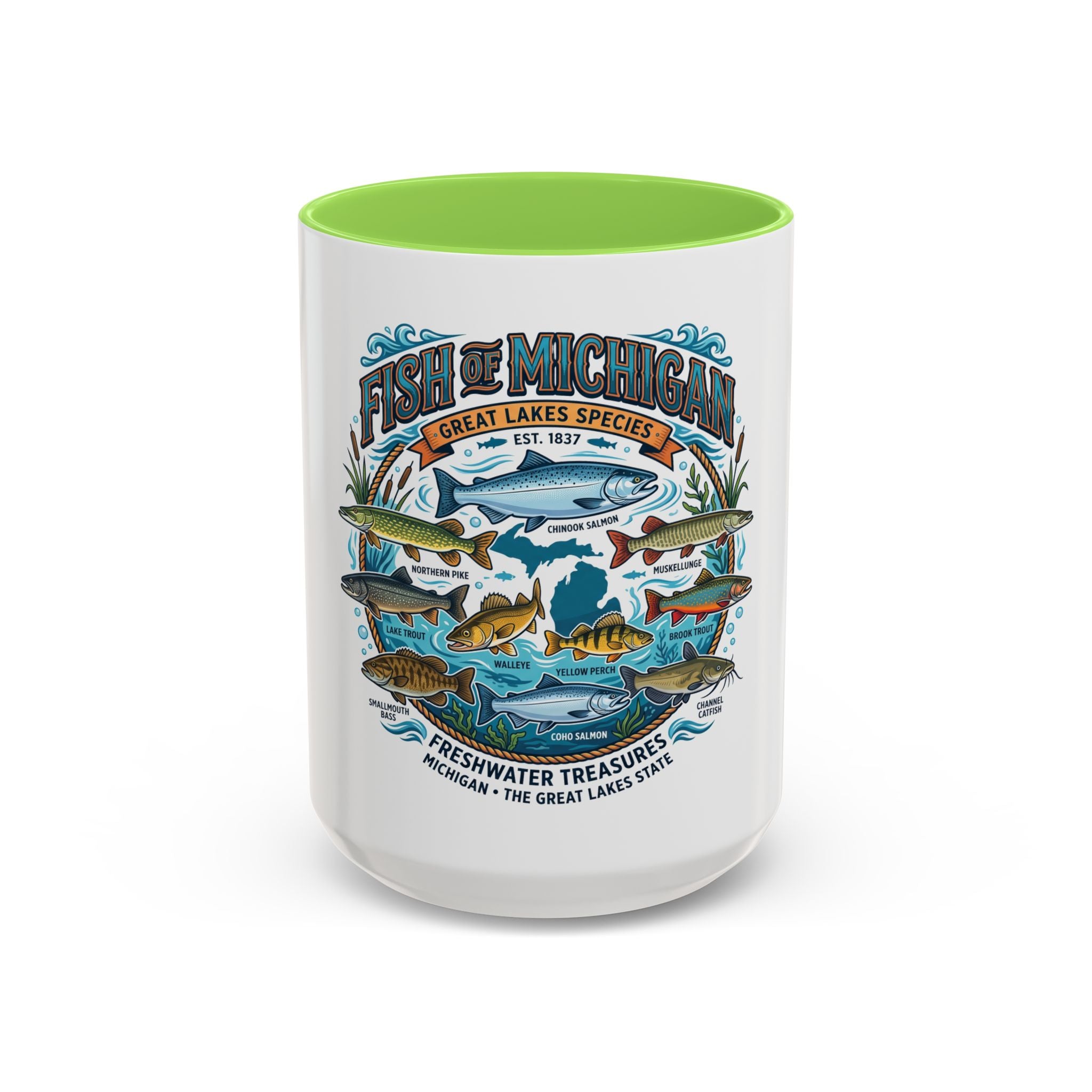 Fish of Michigan Mug — Great Lakes Freshwater Fish Illustration (11oz & 15oz)