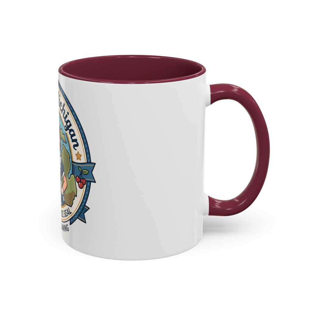 Maid in Michigan Coffee Mug — Retro Housekeeper Logo (11oz/15oz)