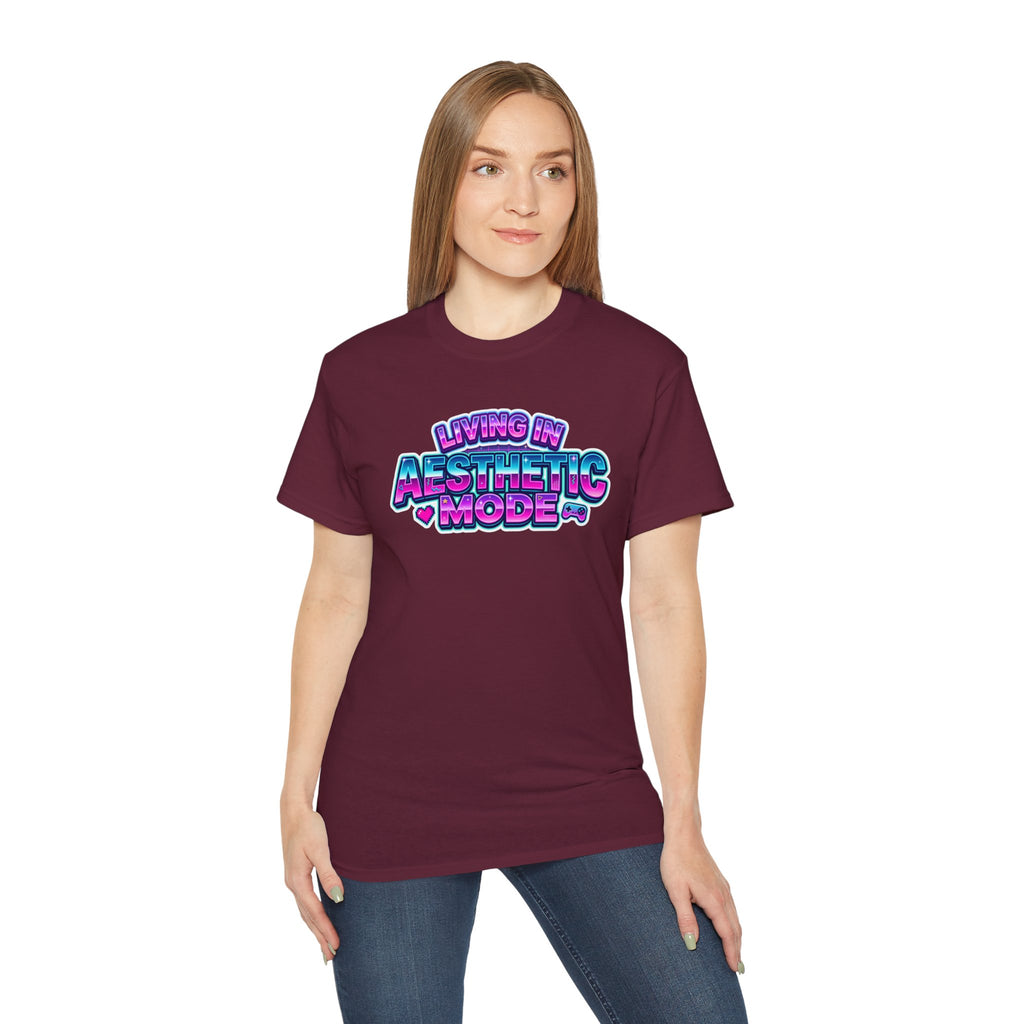 "Living in Aesthetic Mode" Retro Vaporwave Graphic Tee