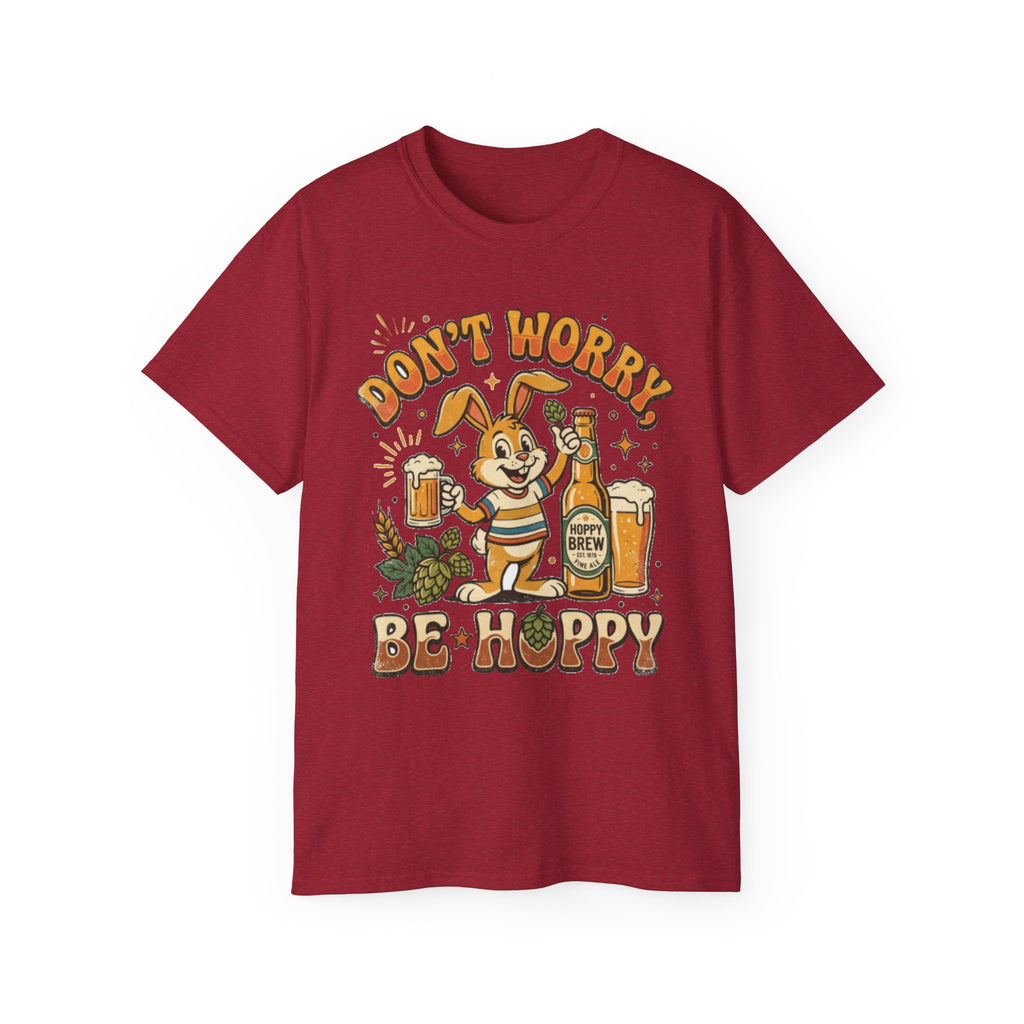 Be Hoppy Beer Bunny T-Shirt — Don’t Worry Be Hoppy Easter Brewery Tee