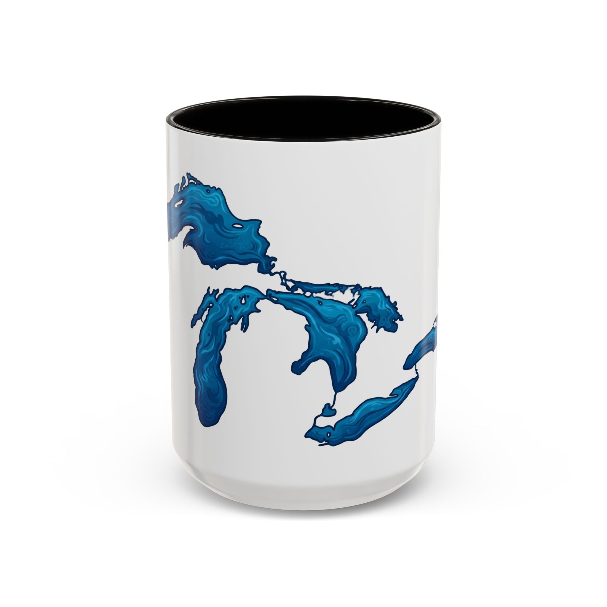 Great Lakes Blue Map Mug — Artistic Lake Michigan & Superior Coffee Cup (11oz/15oz)