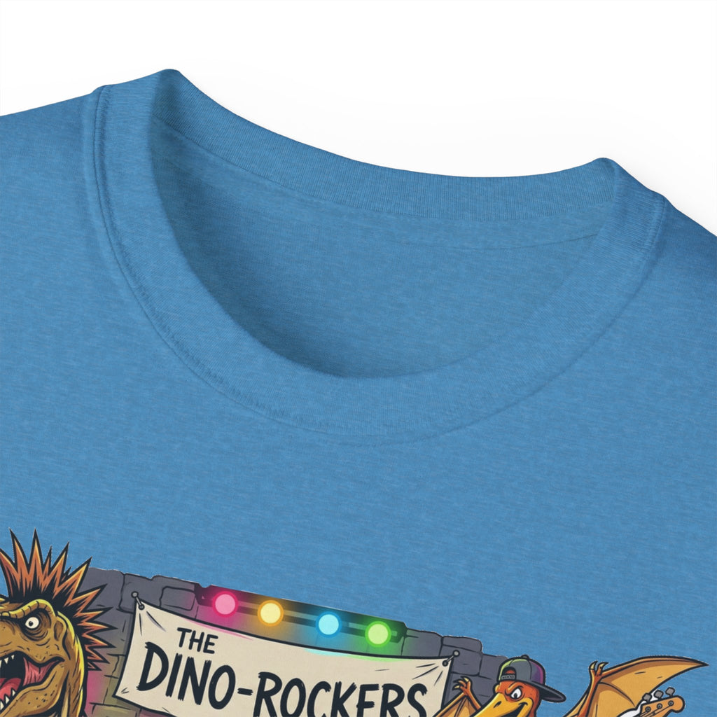 Dino Rockers T-Shirt – Retro Dinosaur Band Graphic Tee