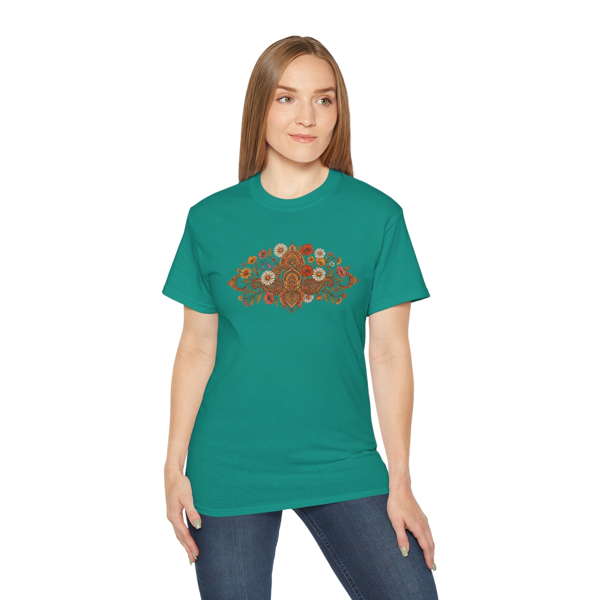 Retro Floral Tee — Vintage Brown Flower Bouquet Graphic