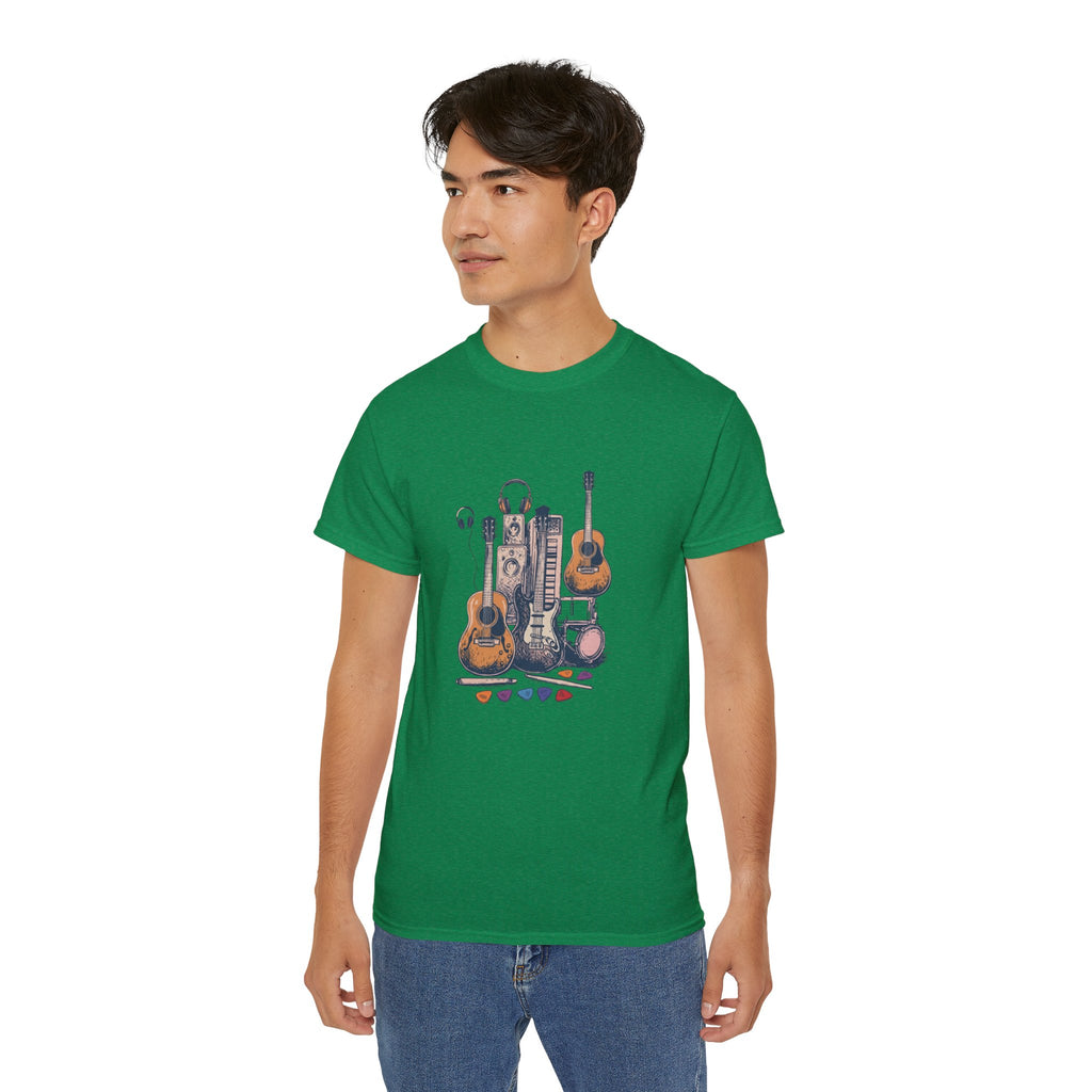 Acoustic Instrument Tee — Guitar, Ukulele & Headphones Graphic T-Shirt