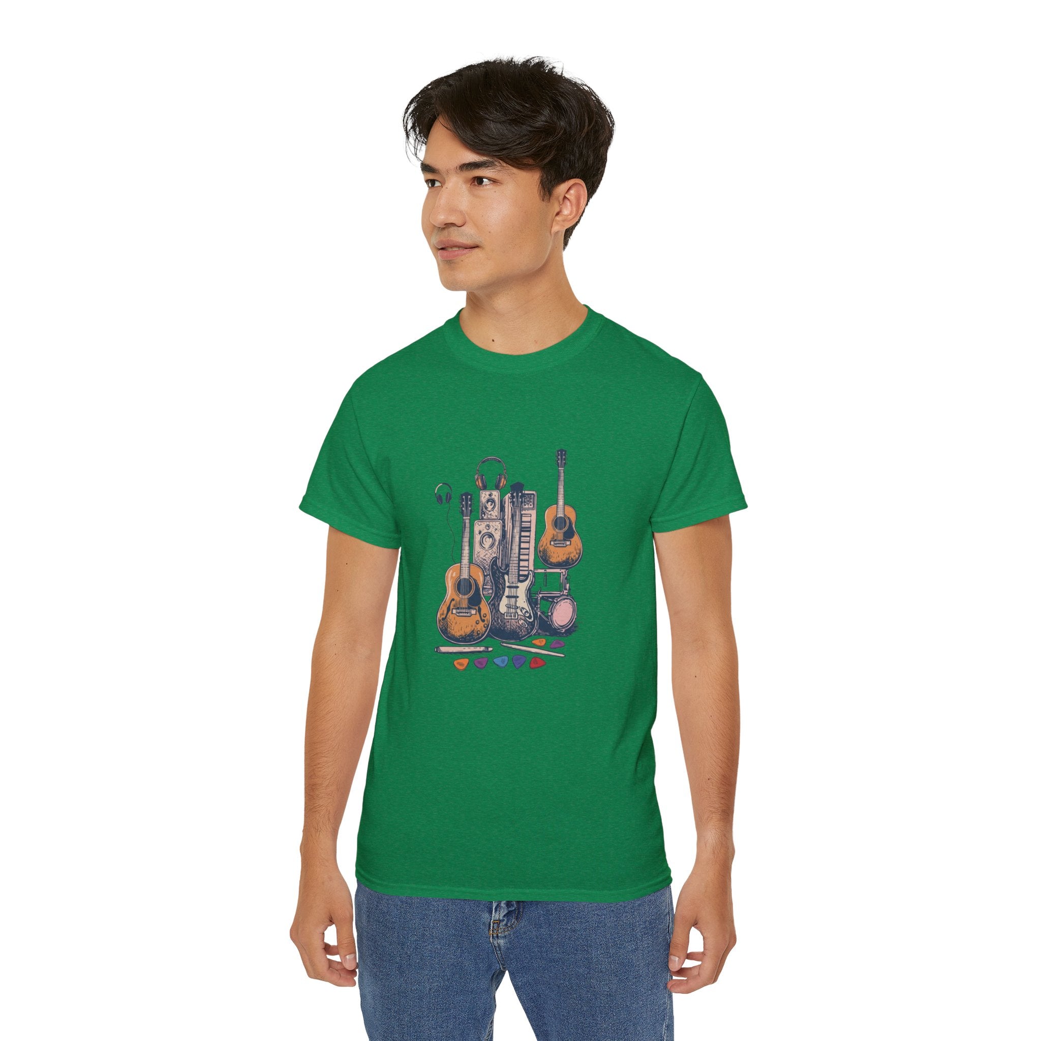 Acoustic Instrument Tee — Guitar, Ukulele & Headphones Graphic T-Shirt