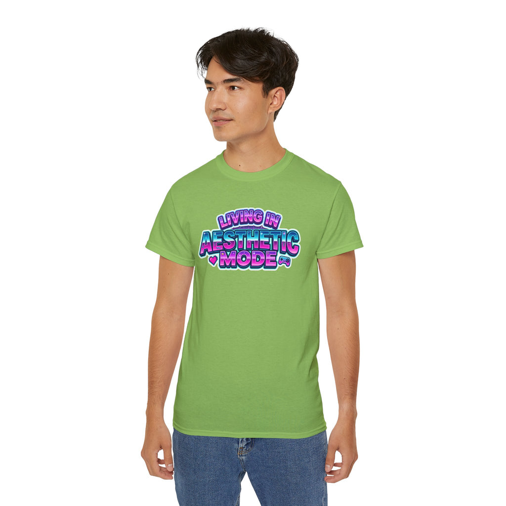 "Living in Aesthetic Mode" Retro Vaporwave Graphic Tee