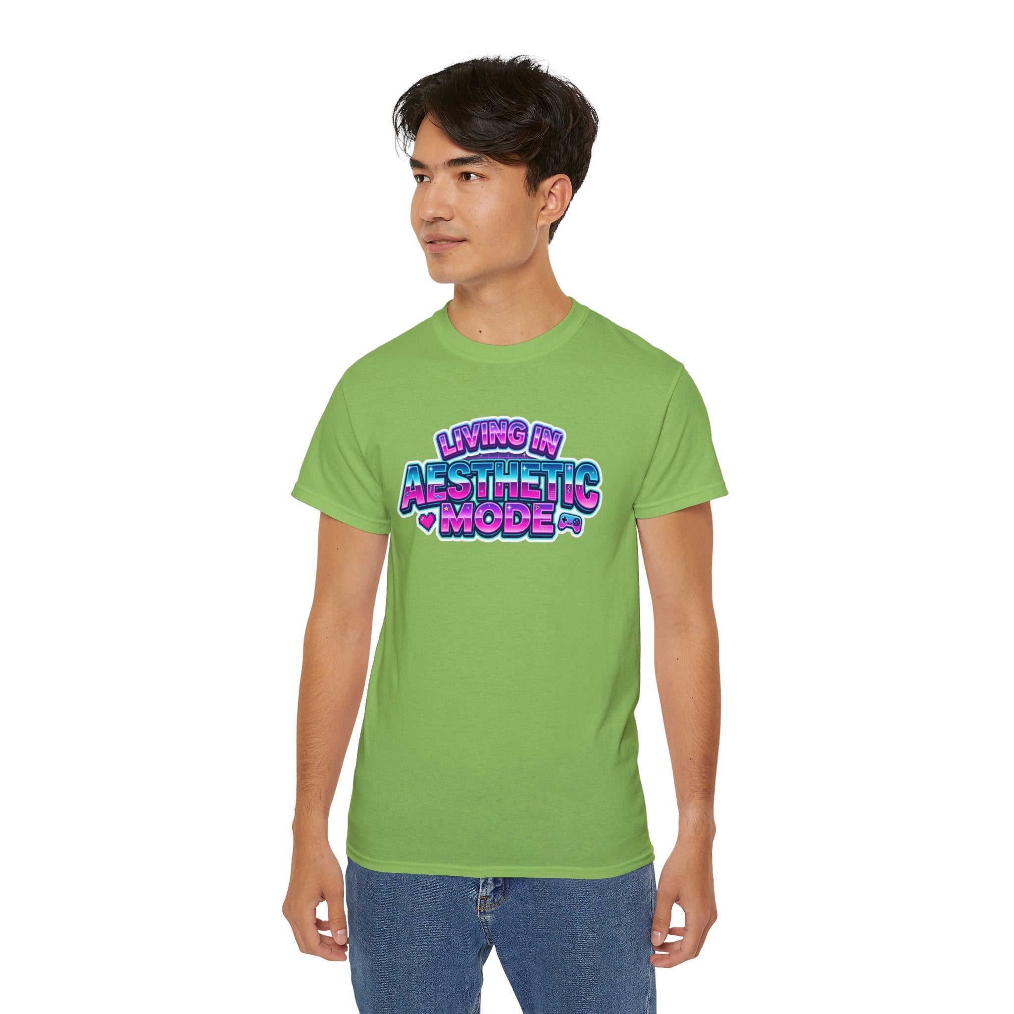 "Living in Aesthetic Mode" Retro Vaporwave Graphic Tee