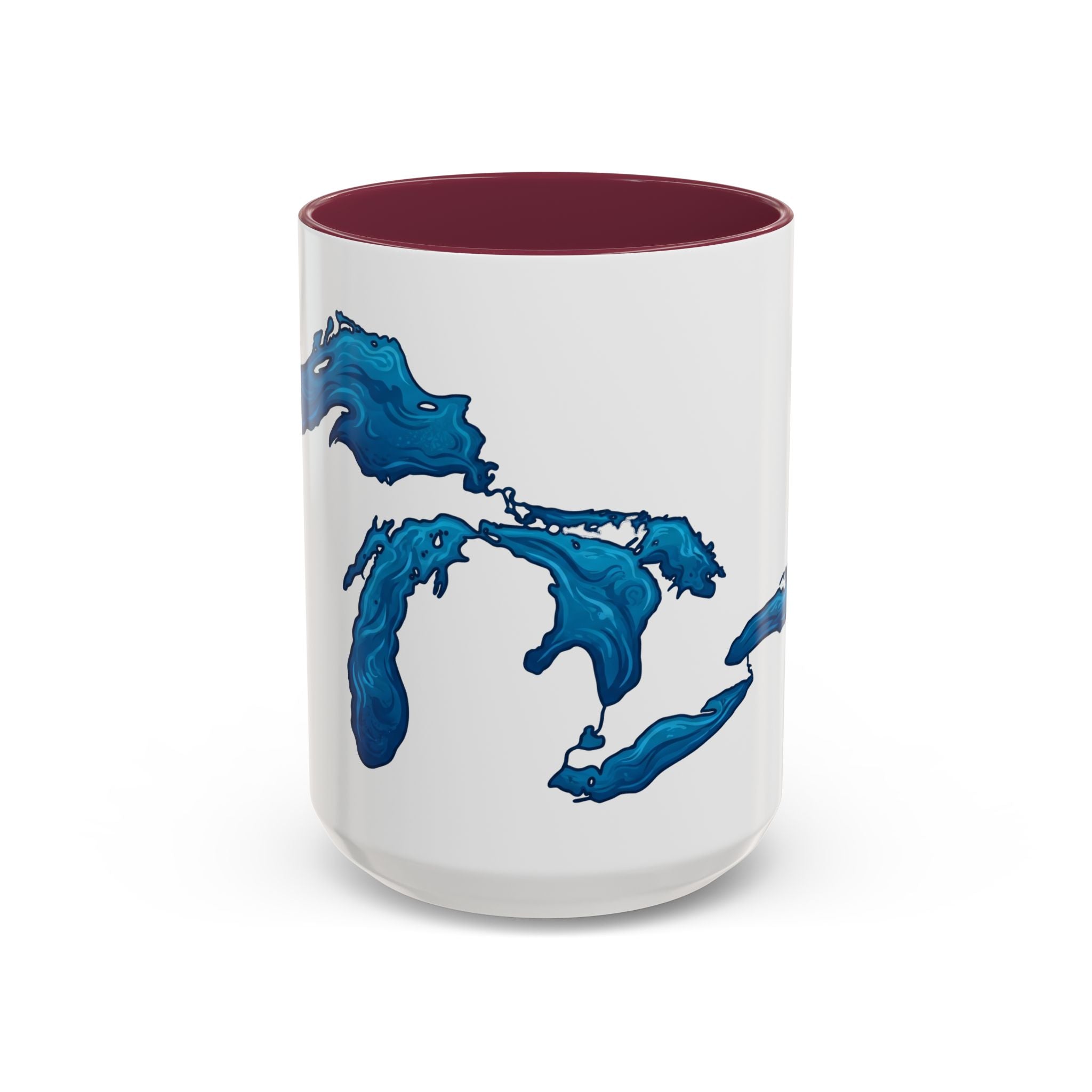 Great Lakes Blue Map Mug — Artistic Lake Michigan & Superior Coffee Cup (11oz/15oz)