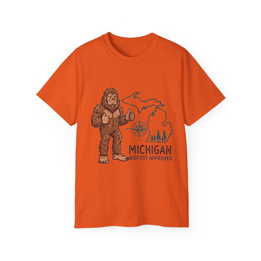 Michigan Bigfoot Approved T-Shirt — Vintage Sasquatch Thumb Up Tee