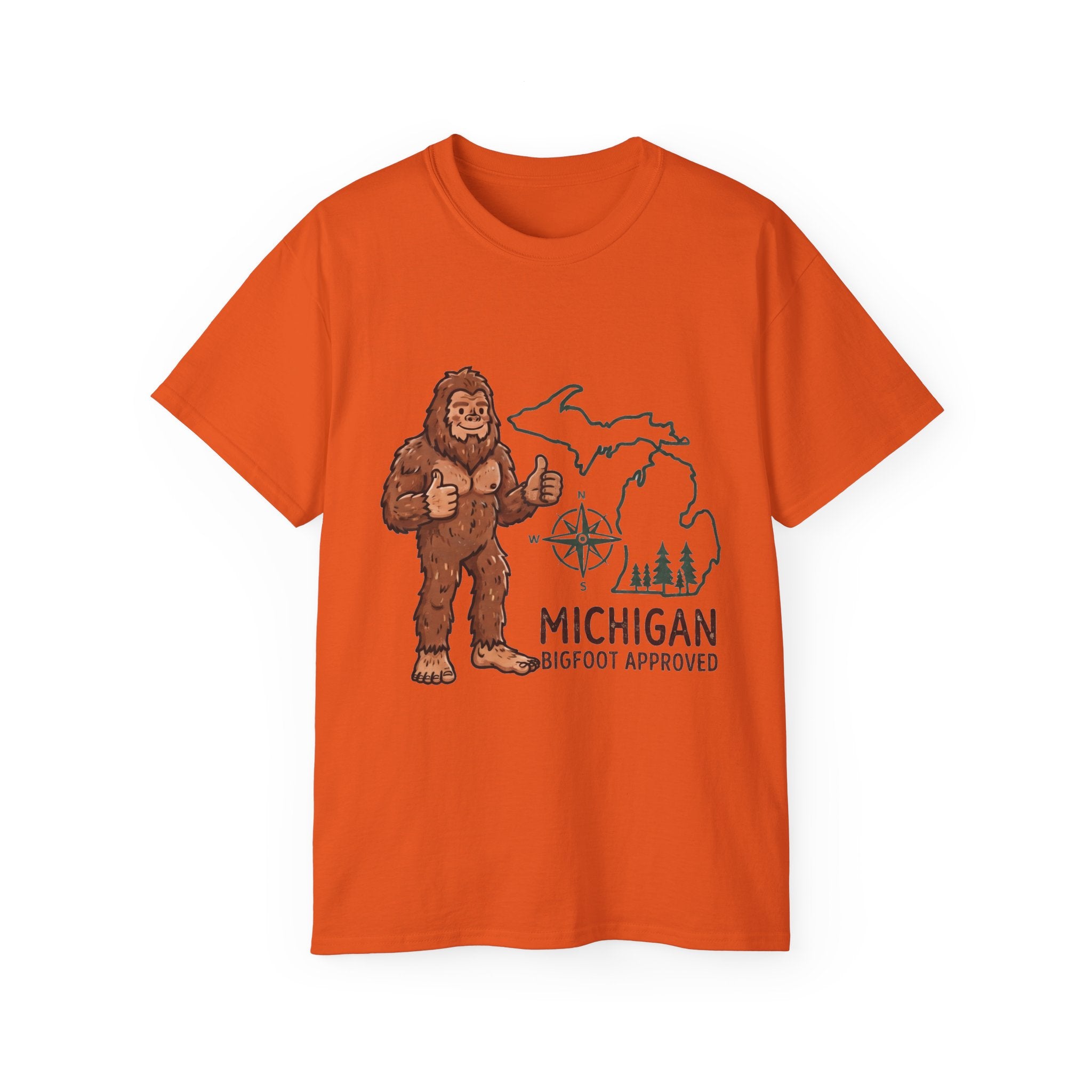Michigan Bigfoot Approved T-Shirt — Vintage Sasquatch Thumb Up Tee