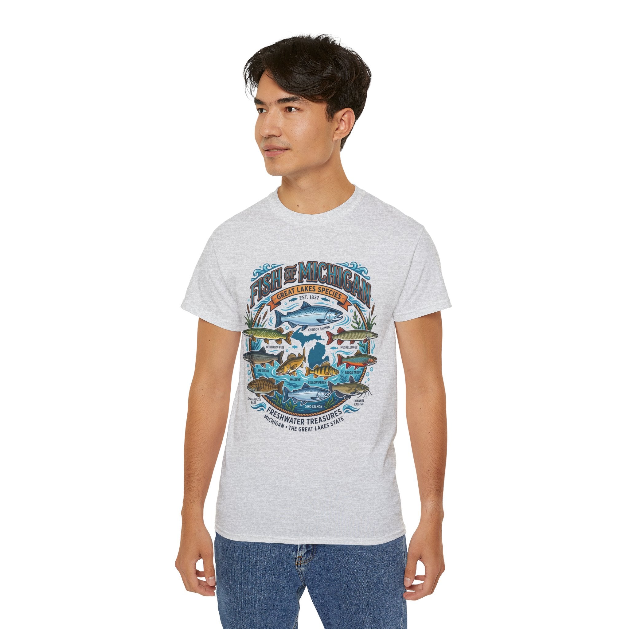 Michigan Fishing Species Tee — Freshwater Treasures Graphic T-Shirt