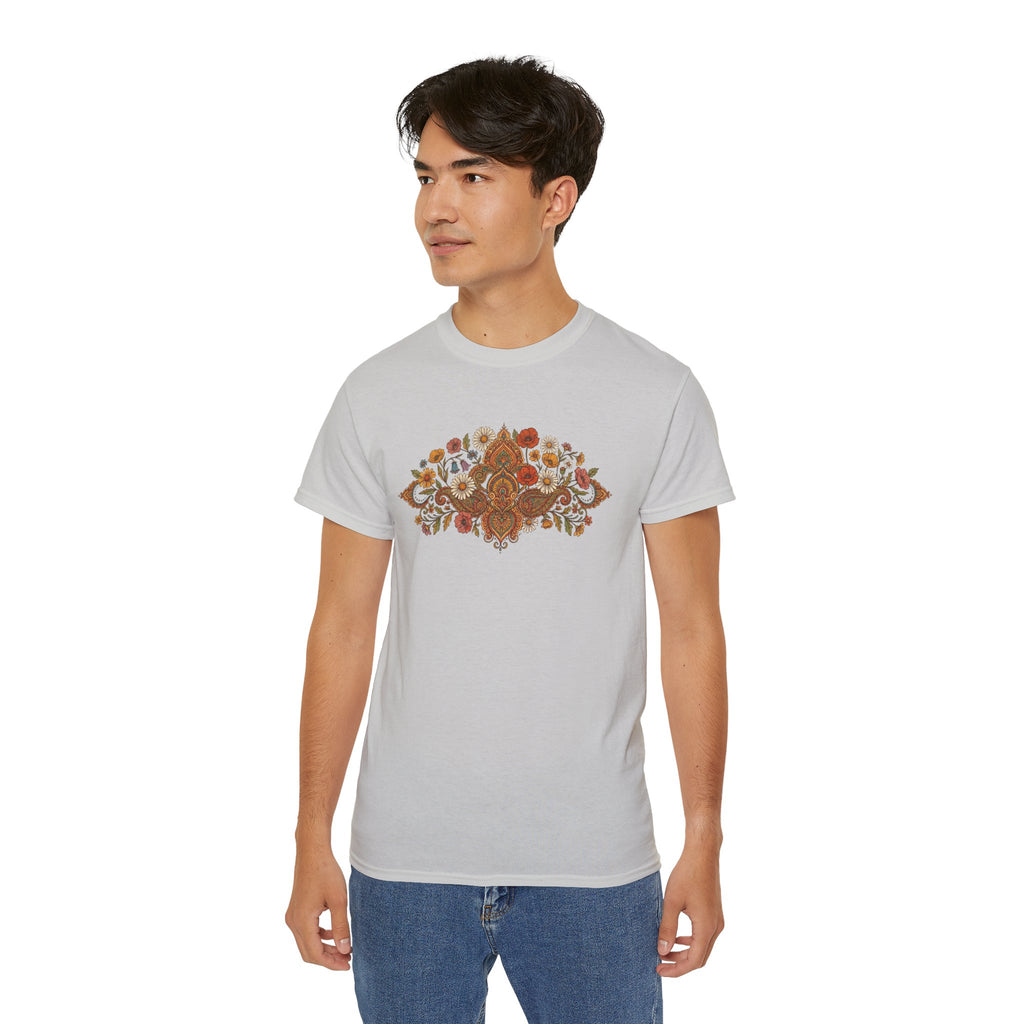 Retro Floral Tee — Vintage Brown Flower Bouquet Graphic