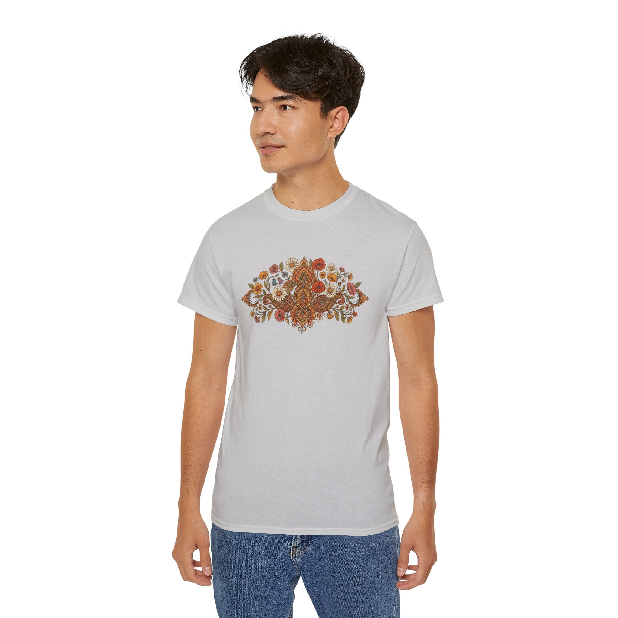 Retro Floral Tee — Vintage Brown Flower Bouquet Graphic
