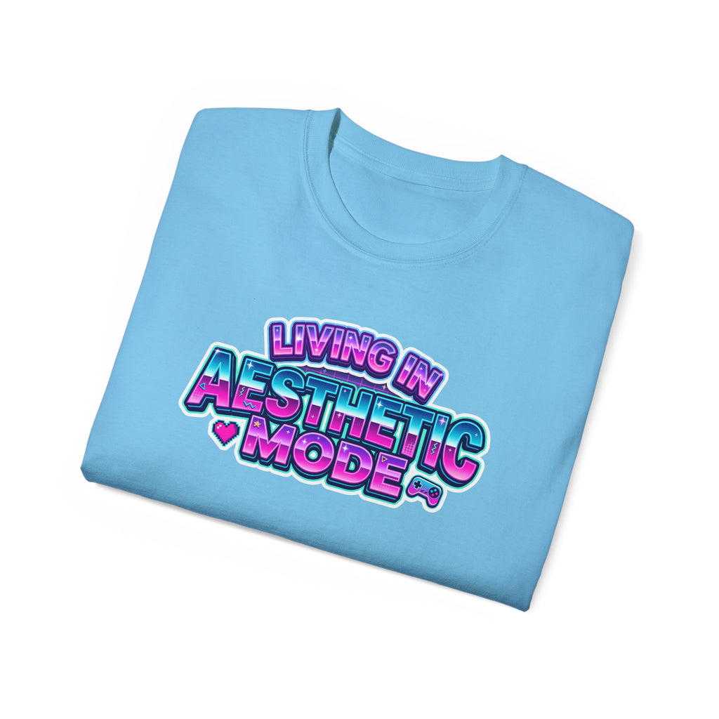 "Living in Aesthetic Mode" Retro Vaporwave Graphic Tee
