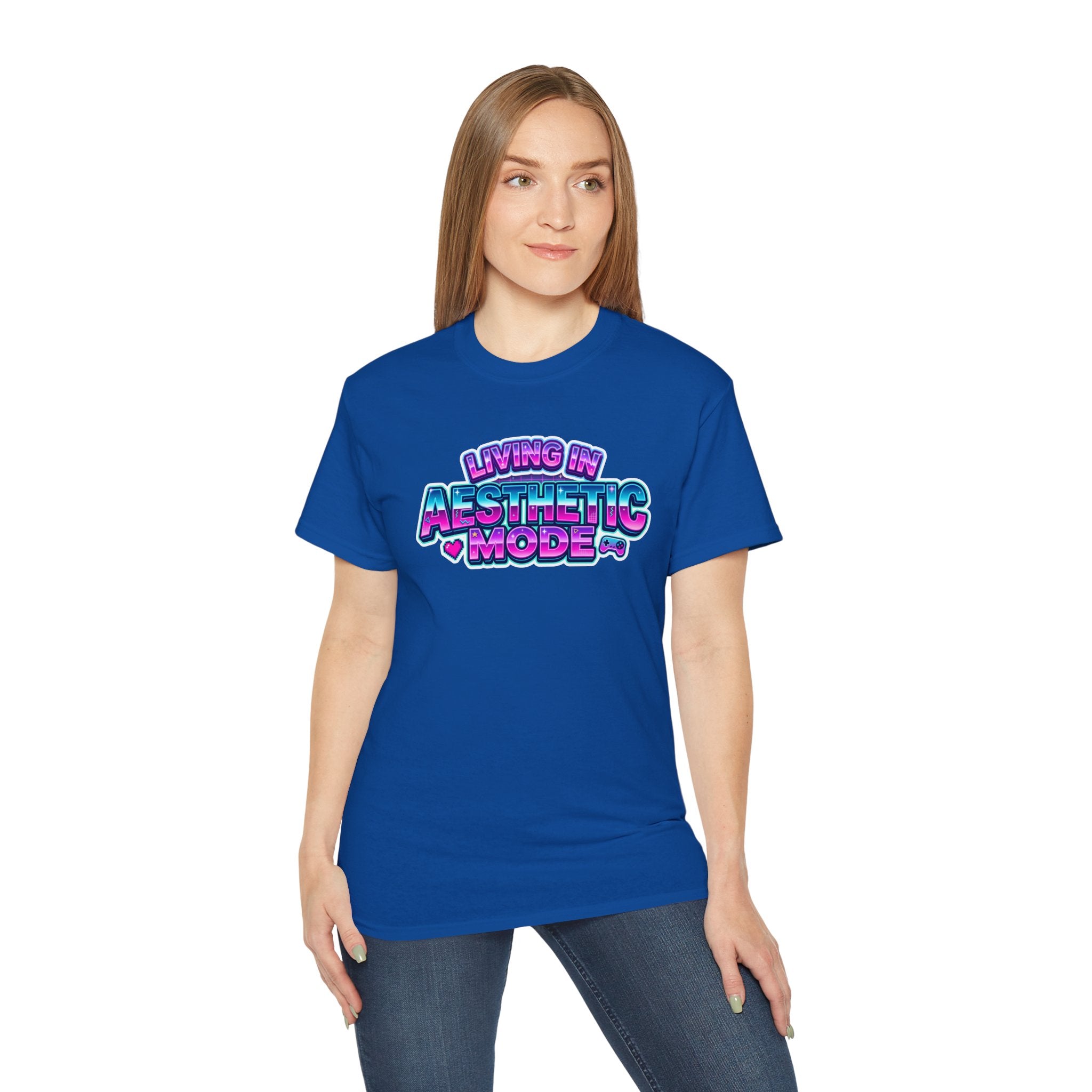 "Living in Aesthetic Mode" Retro Vaporwave Graphic Tee