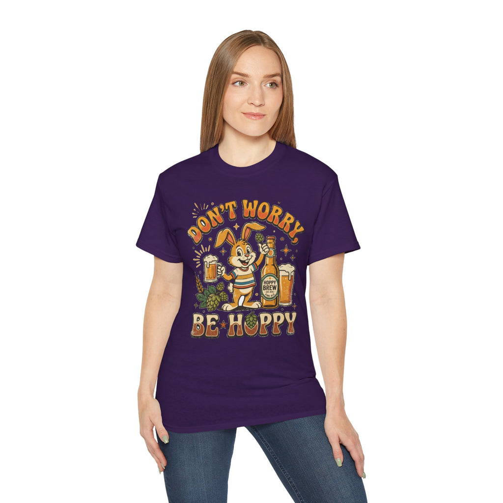 Be Hoppy Beer Bunny T-Shirt — Don’t Worry Be Hoppy Easter Brewery Tee