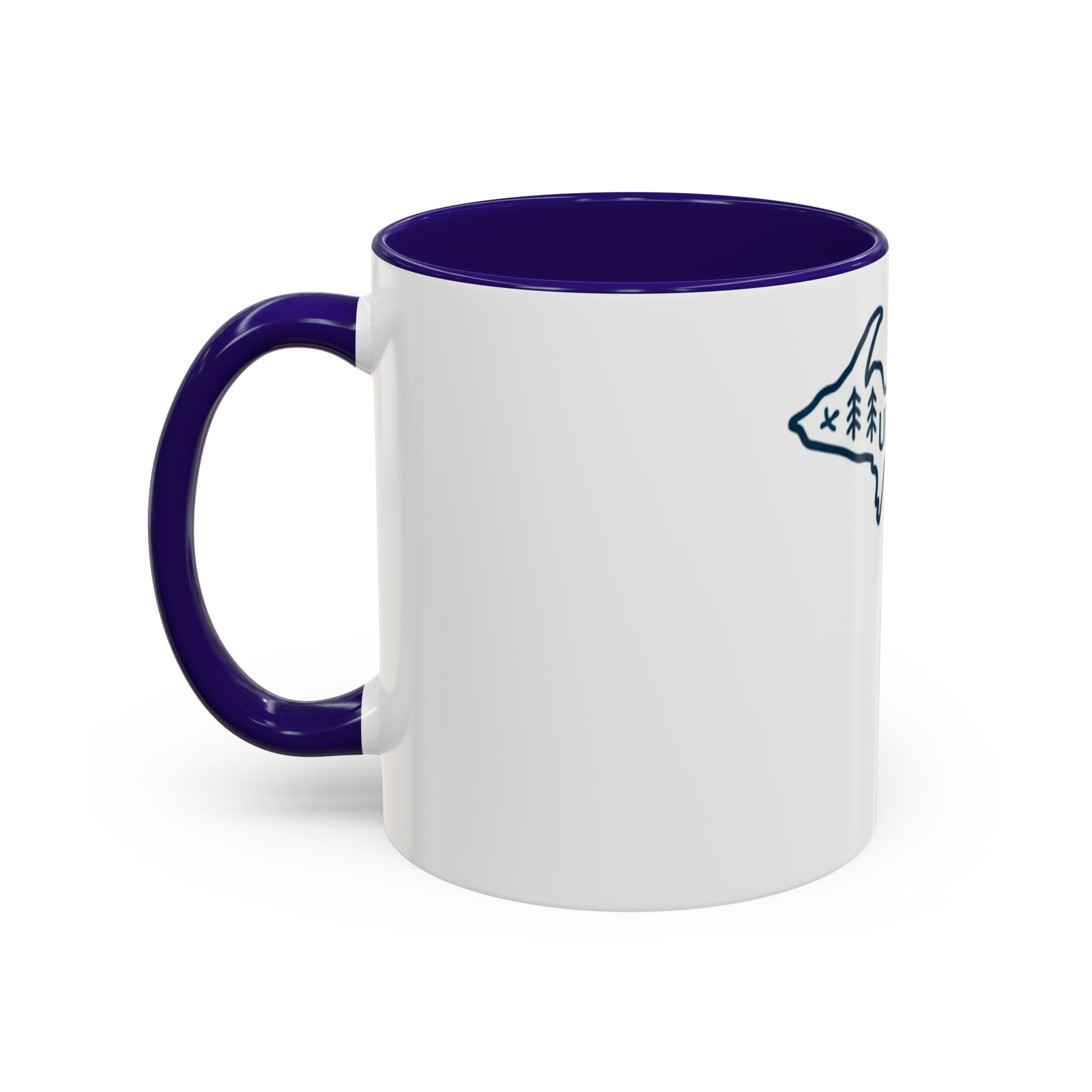 Michigan Outline Mug with UP & Outdoor Icons – Great Lakes State Coffee Cup (11oz/15oz)