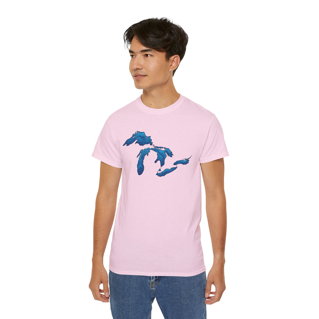 Great Lakes Map T-Shirt — Stylized Blue Lakes Tee