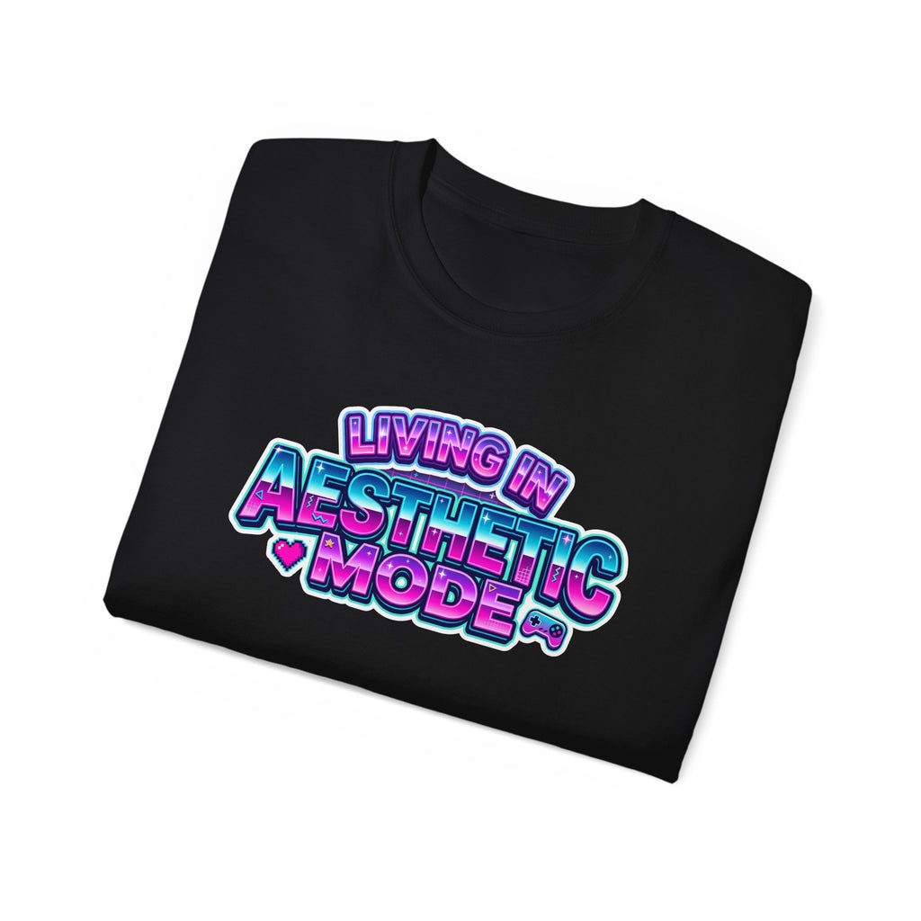 "Living in Aesthetic Mode" Retro Vaporwave Graphic Tee
