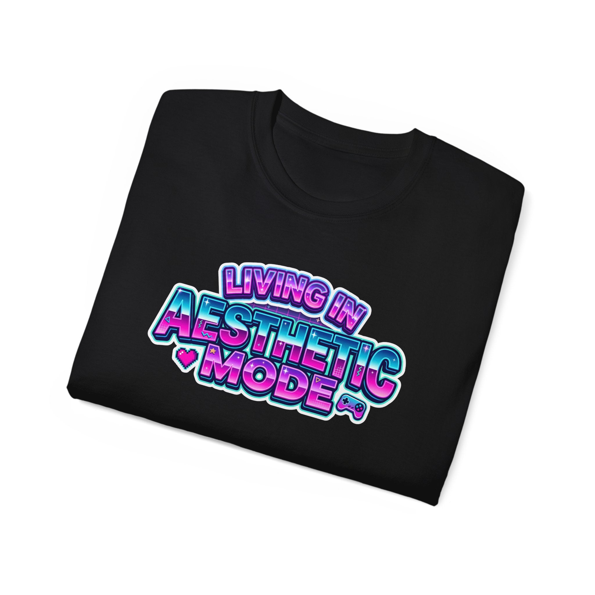 "Living in Aesthetic Mode" Retro Vaporwave Graphic Tee