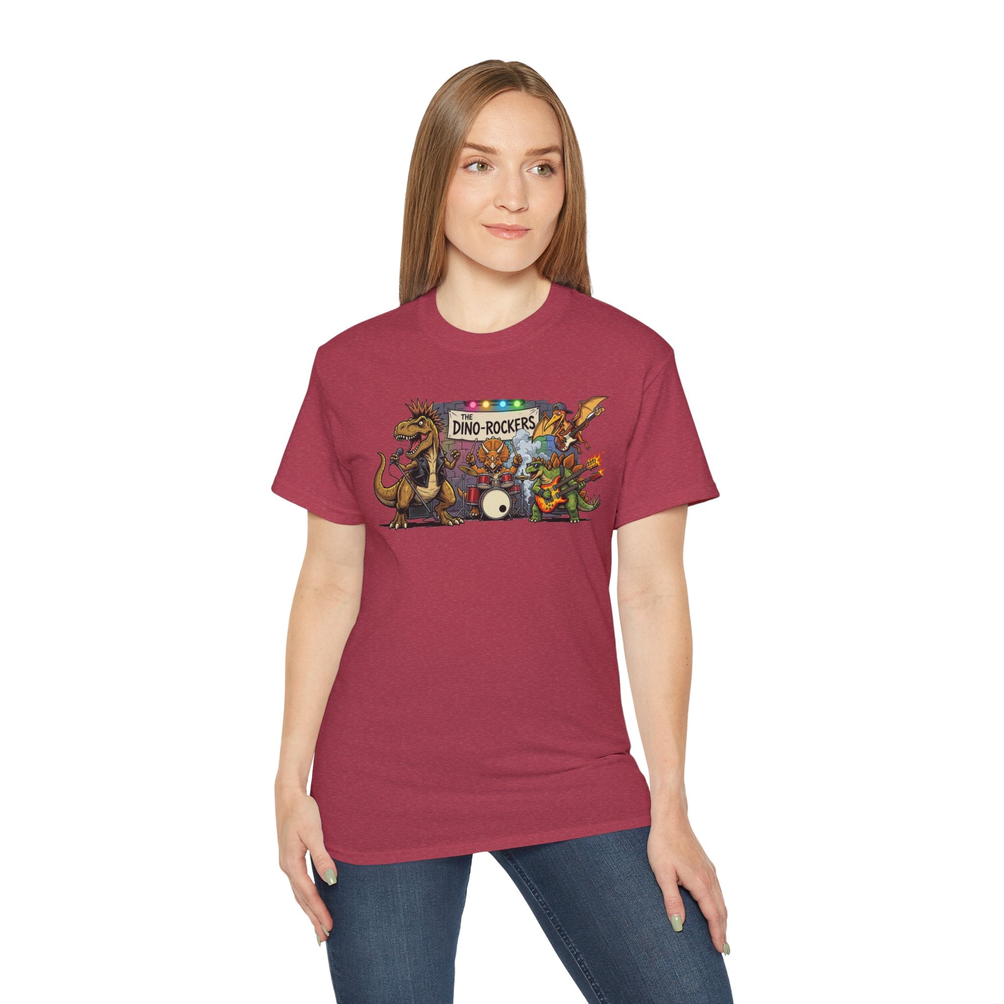 Dino Rockers T-Shirt – Retro Dinosaur Band Graphic Tee