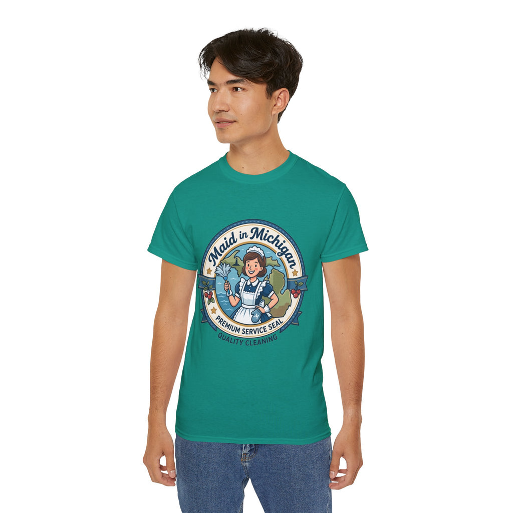 Maid in Michigan T-Shirt — Vintage Housekeeping Logo Tee