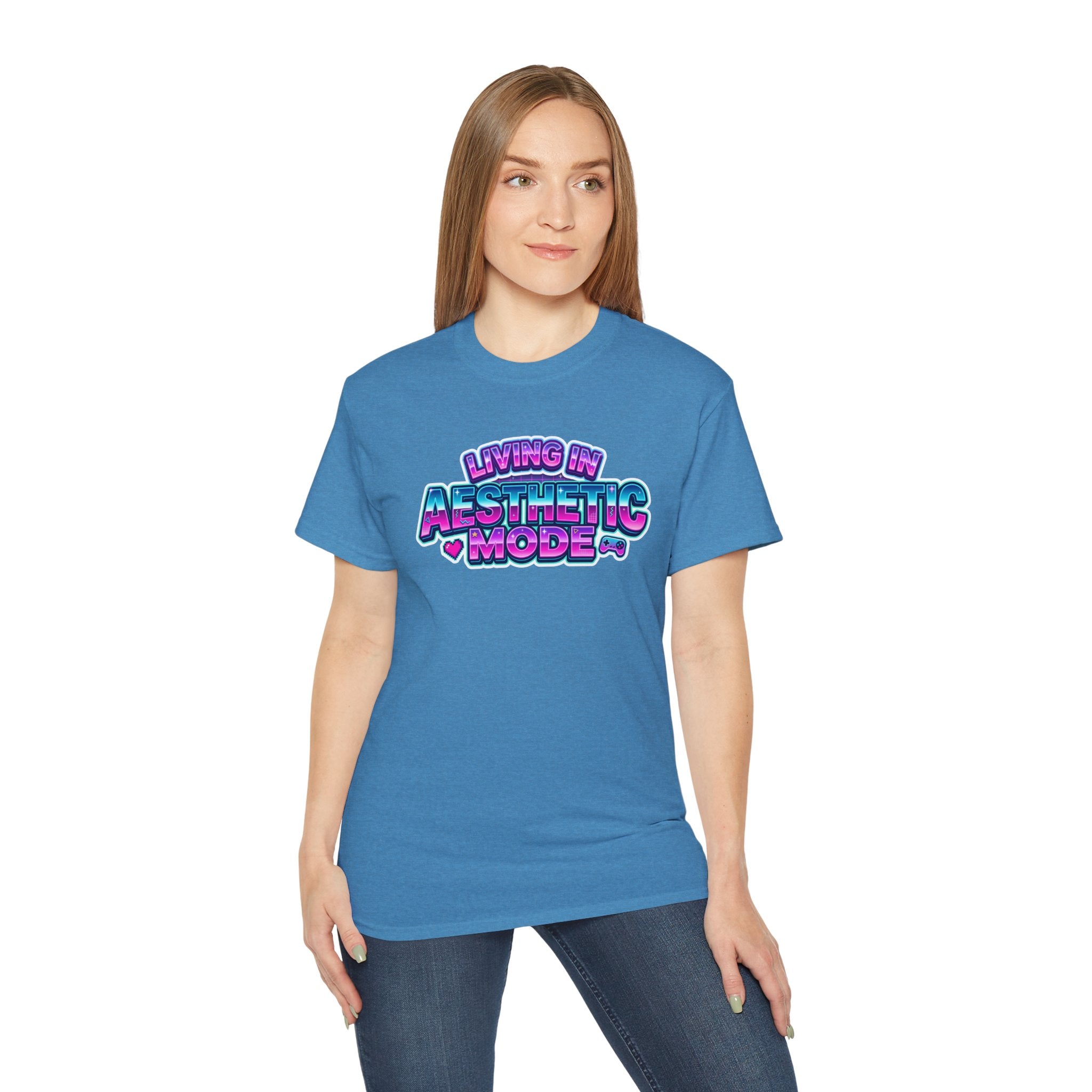 "Living in Aesthetic Mode" Retro Vaporwave Graphic Tee