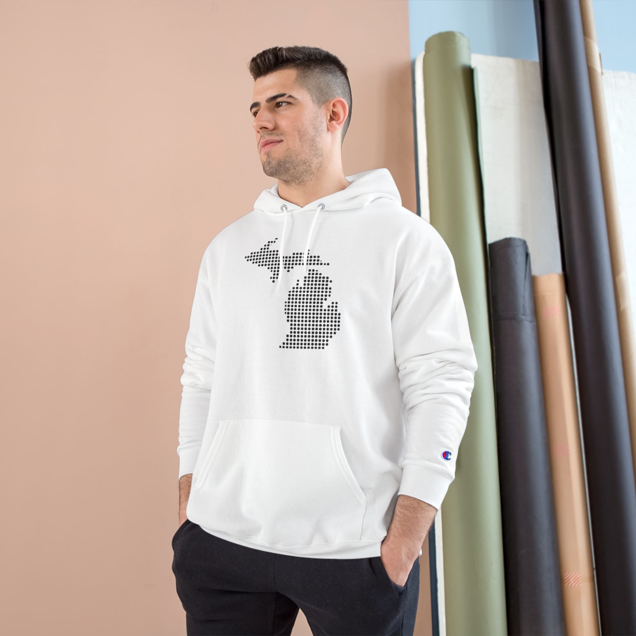 Michigan Dotted Map Hoodie — Minimalist State Pride Sweatshirt
