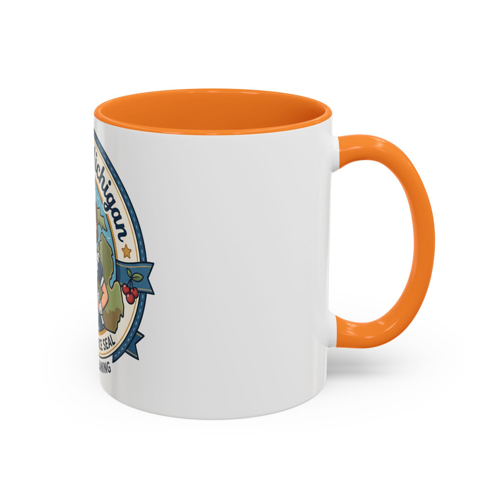 Maid in Michigan Coffee Mug — Retro Housekeeper Logo (11oz/15oz)