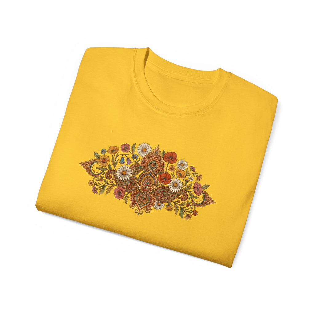 Retro Floral Tee — Vintage Brown Flower Bouquet Graphic