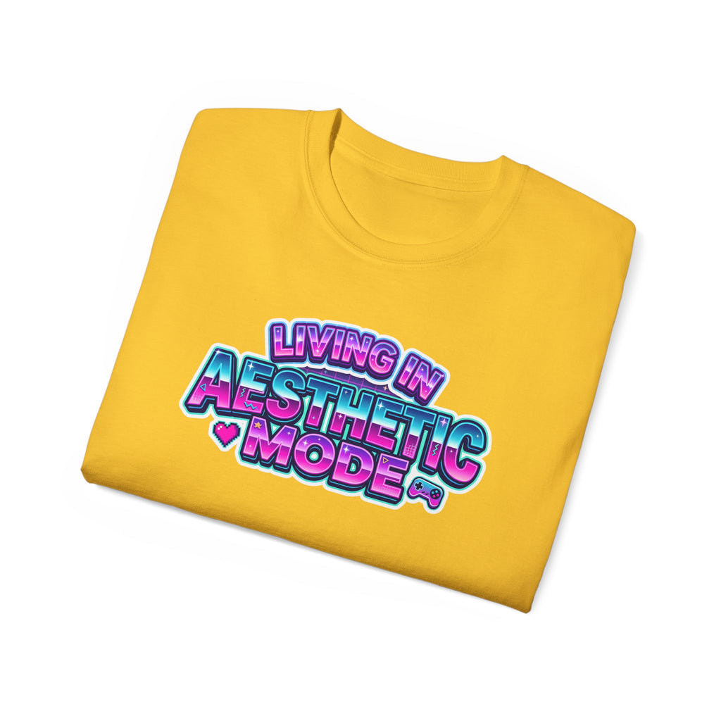 "Living in Aesthetic Mode" Retro Vaporwave Graphic Tee
