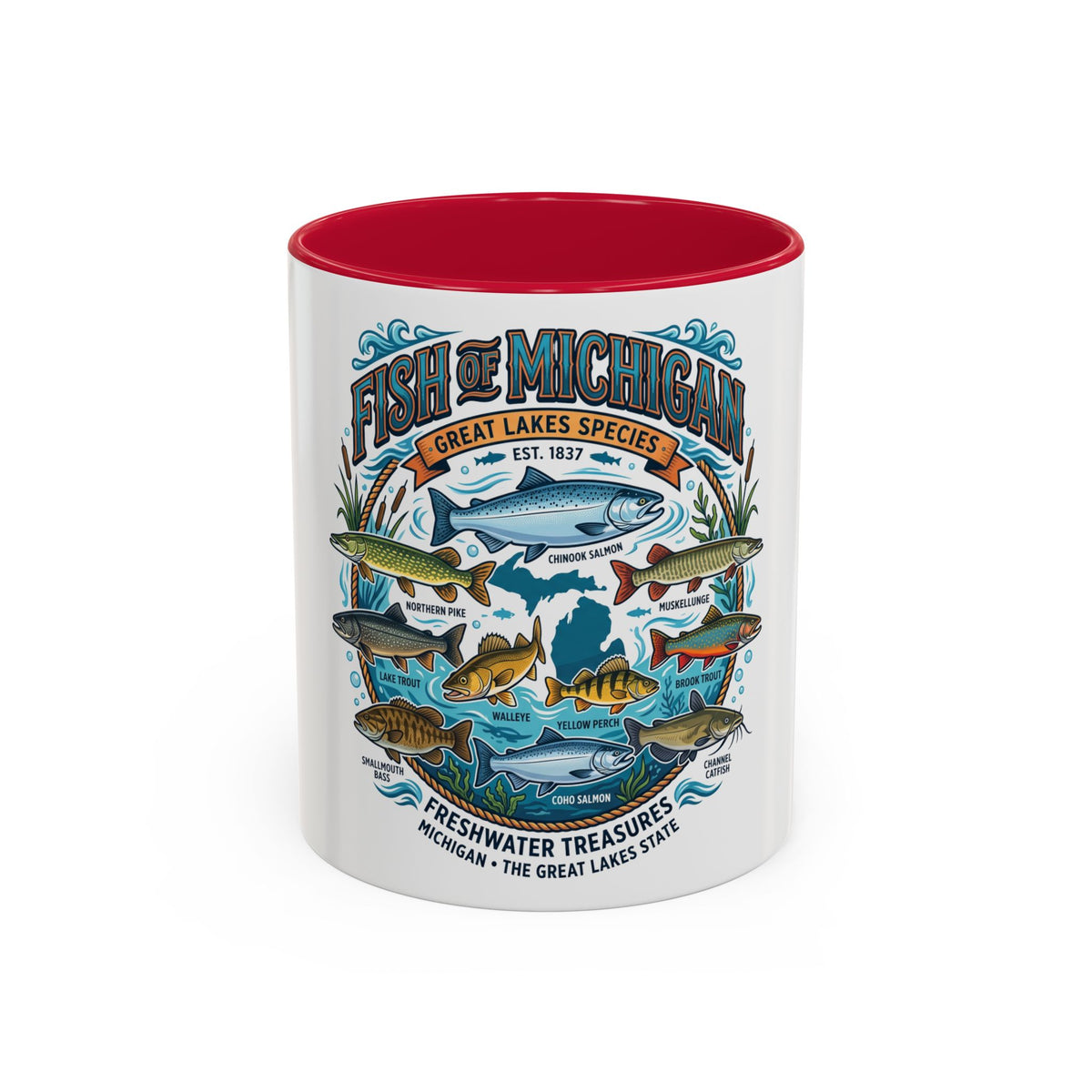 Fish of Michigan Mug — Great Lakes Freshwater Fish Illustration (11oz & 15oz)
