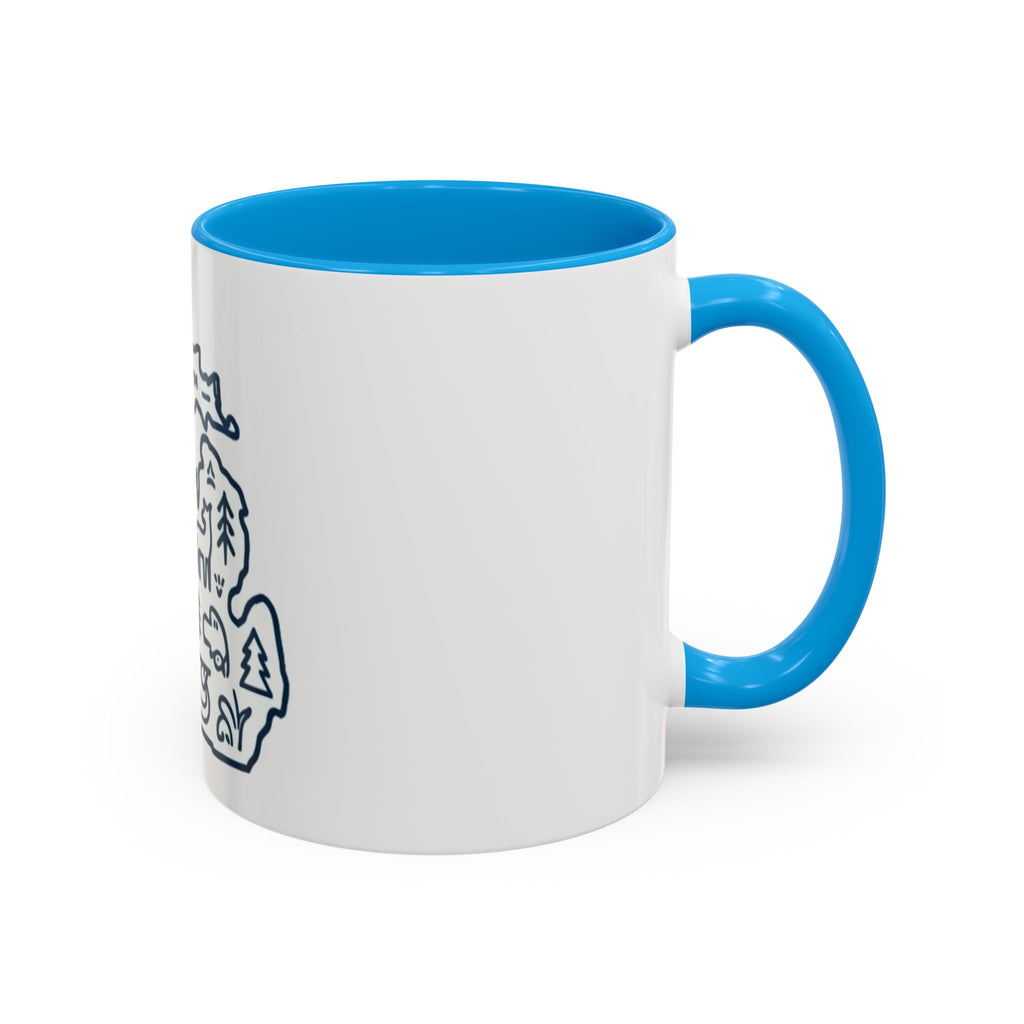 Michigan Outline Mug with UP & Outdoor Icons – Great Lakes State Coffee Cup (11oz/15oz)