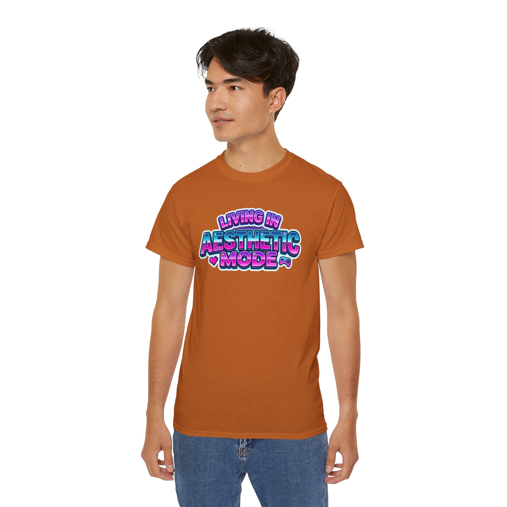 "Living in Aesthetic Mode" Retro Vaporwave Graphic Tee