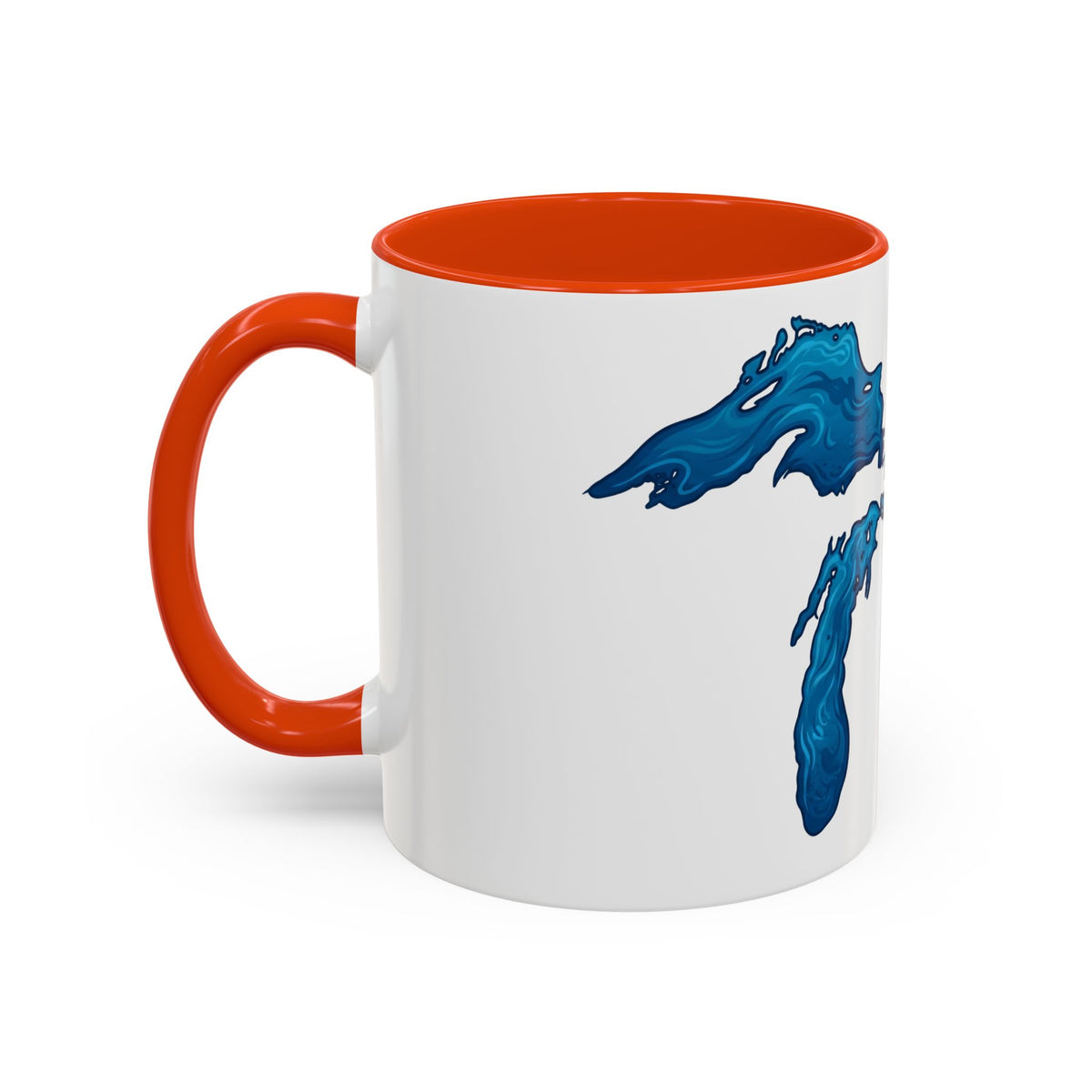 Great Lakes Blue Map Mug — Artistic Lake Michigan & Superior Coffee Cup (11oz/15oz)