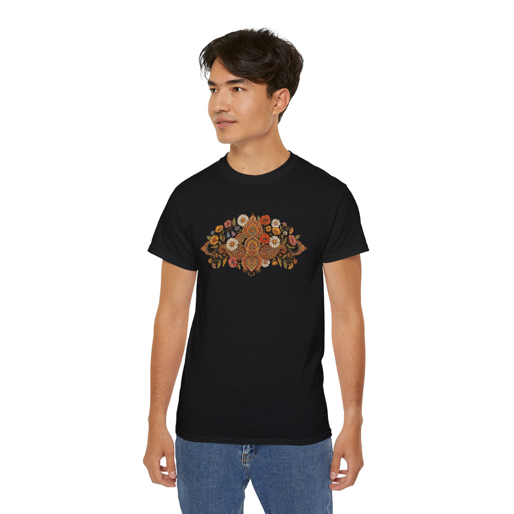 Retro Floral Tee — Vintage Brown Flower Bouquet Graphic